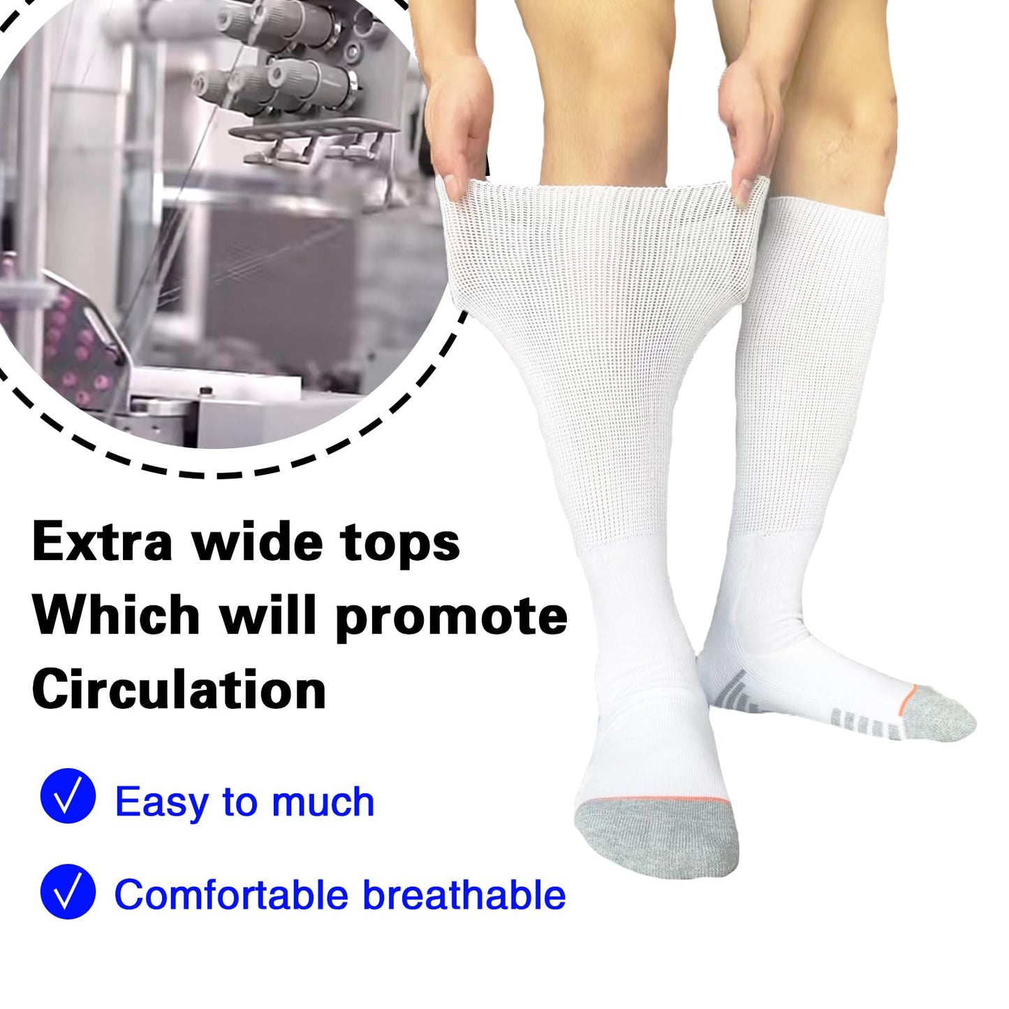 Ioryzek Walking Boot Socks air Cam Walker Cast Socks 2 Pairs Fracture Boot Brace Socks Surgical Orthopedics Socks for Men Women (US, Alpha, One Size, Regular, Regular, White-2pairs)