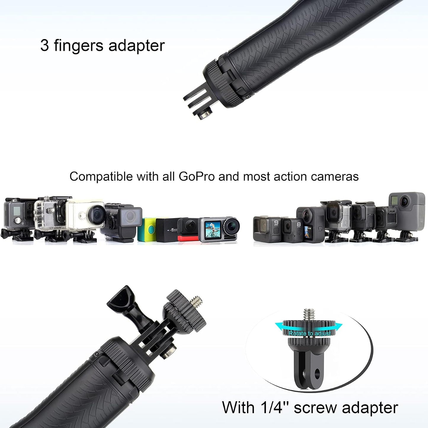 YALLSAME 13 12 11 10 9 8 6 5 4, EK7000, 4 1 Floating Selfie Stick for GoPro Hero Mini Max Fusion Session, DJI OSMO