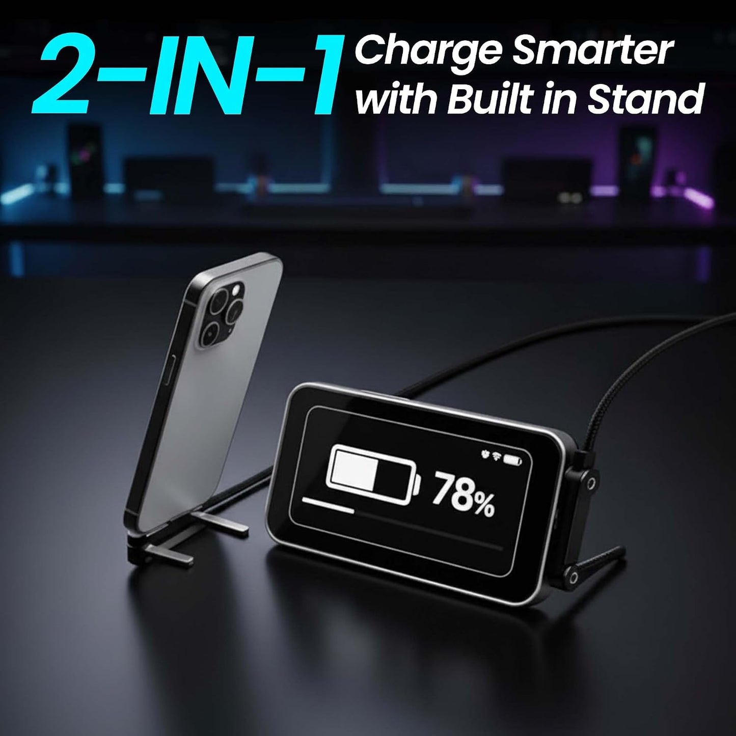 AnacondaGrip 240W 240W Invisible Stand Type C Charger | Ultra-Fast Charging Cable with Stand Compatible for Tablet, PC