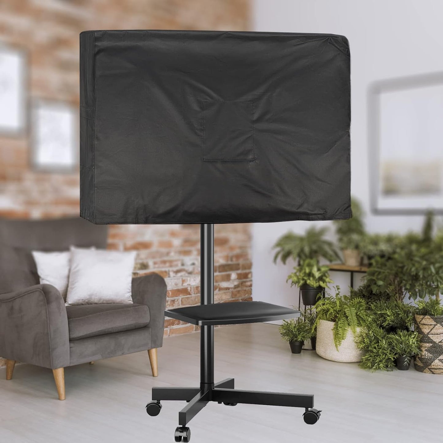 Andacar 55 Inch 50''Lx7''Wx31''H Mobile TV Stand Cover for Mobile TV Cart, Waterproof & Dustproof Outdoor TV-Screen