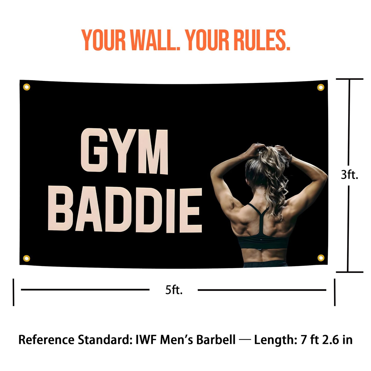 Eudaedom Gym Banner - Easy to Hang Inspirational Workout Tapestry, Motivational Fitness Flag for Wall Decor in Home Gym Garage Man Cave Office, 5x3 FT, Durable & Fade-Resistant