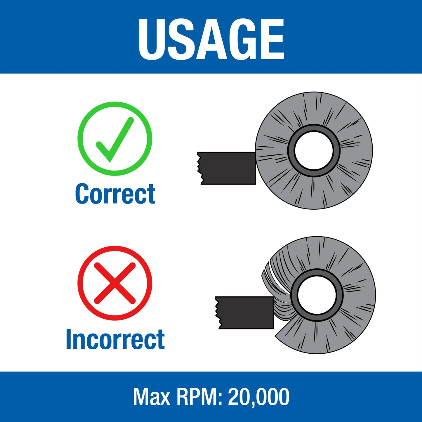 Mercer Industries 182050B - 3" x 1/4" Shank Crimped Wire Wheels, .008 Stainless Steel Wire (20 pack)