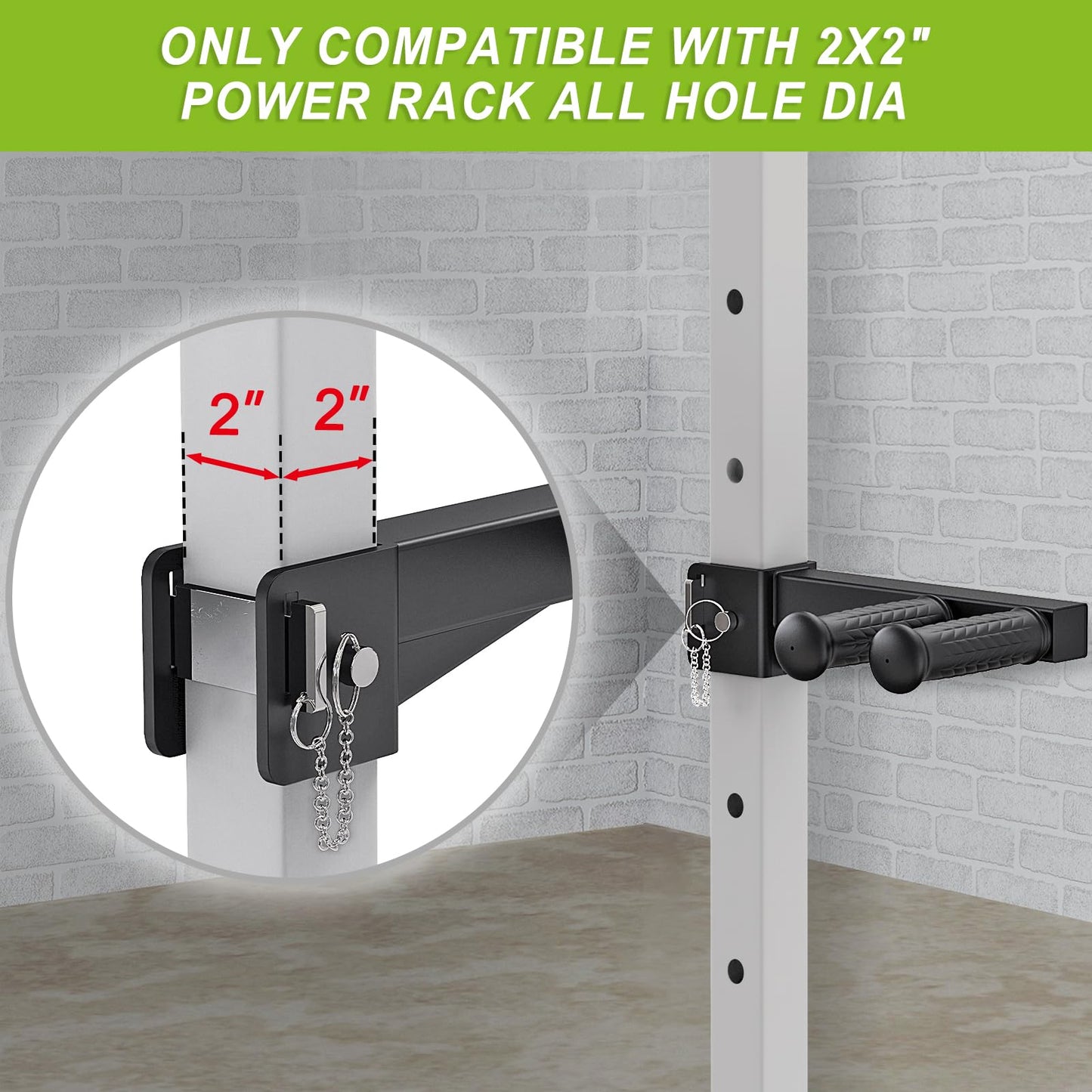 Lifeswell Dip Bar Attachment for 2" x 2" Power Rack, Non-Slip Wide & Narrow Grip Handles, 500 lbs Capacity, Squat Rack Attachment for Dips, Inverted Rows, Push-Ups
