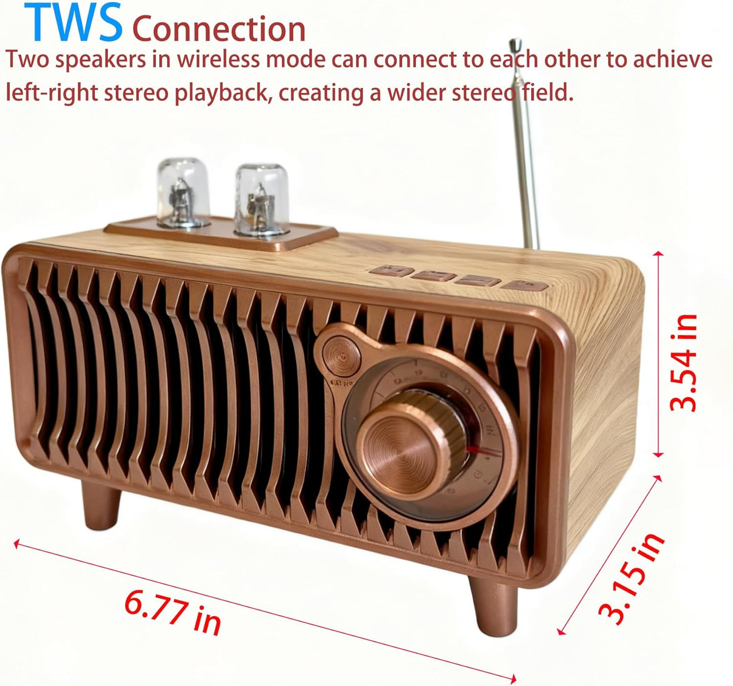 YIONGTAF AUX/USB/TF/MP3 Retro Portable Rechargeable FM Radio Bluetooth Speaker with Dual Speaker Stereo, Player, TWS
