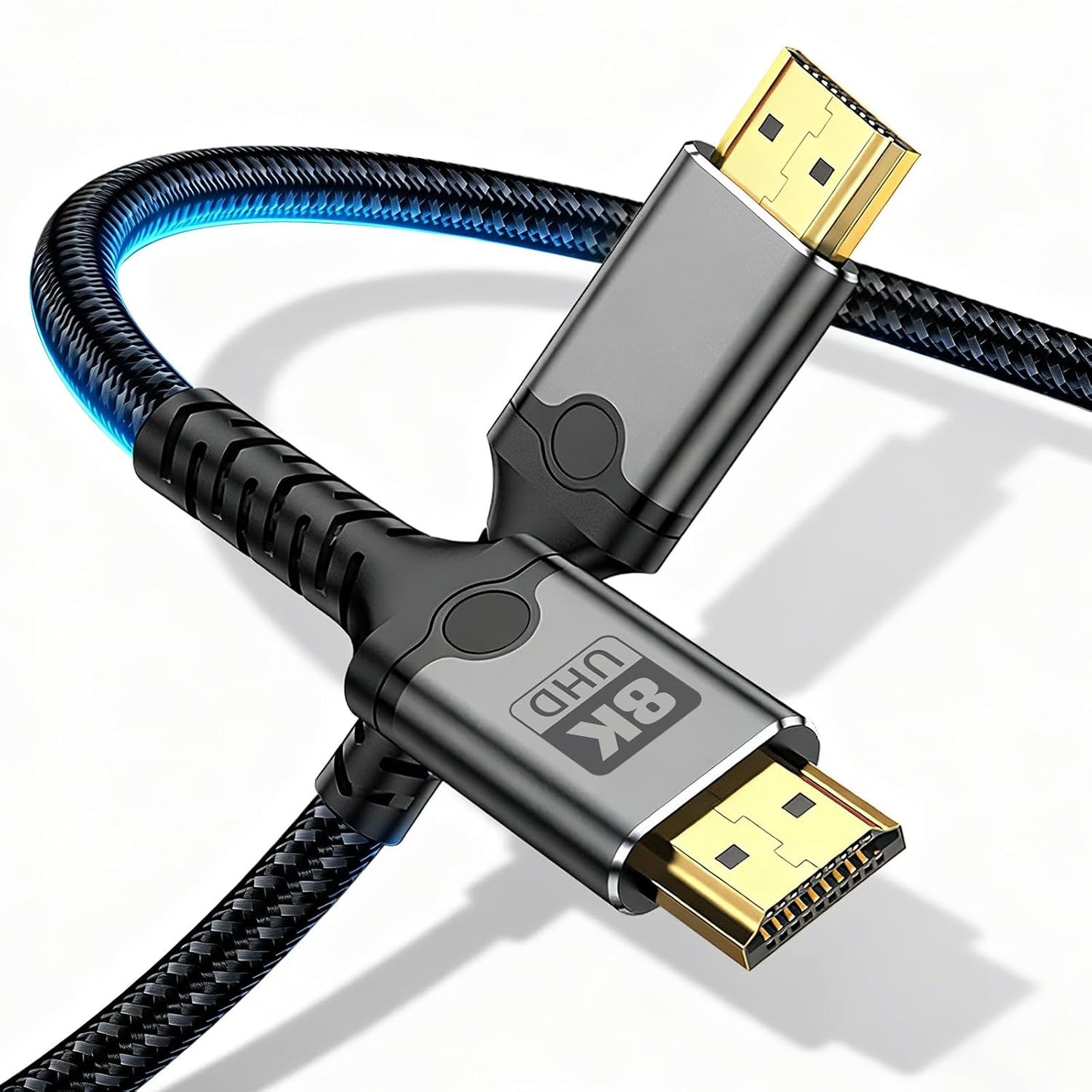 DERSUR 8K 2.1 48Gbps 1.6FT, Cord-4K@120Hz, 8K@60Hz,eARC, PS3,Computer,HDTV,DVD,Projector HDMI Cable Short Ultra High