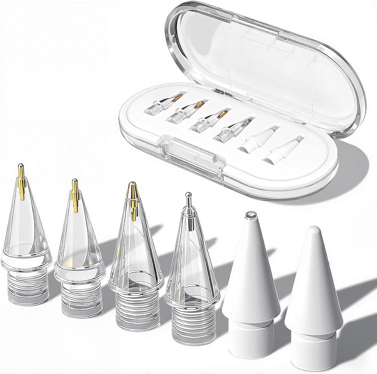 BCAVME Pro/1st Gen/2nd Set Upgraded Replacement Tips for Apple Pencil Gen/USB-C with Storage Case, wear-Resistant Mix