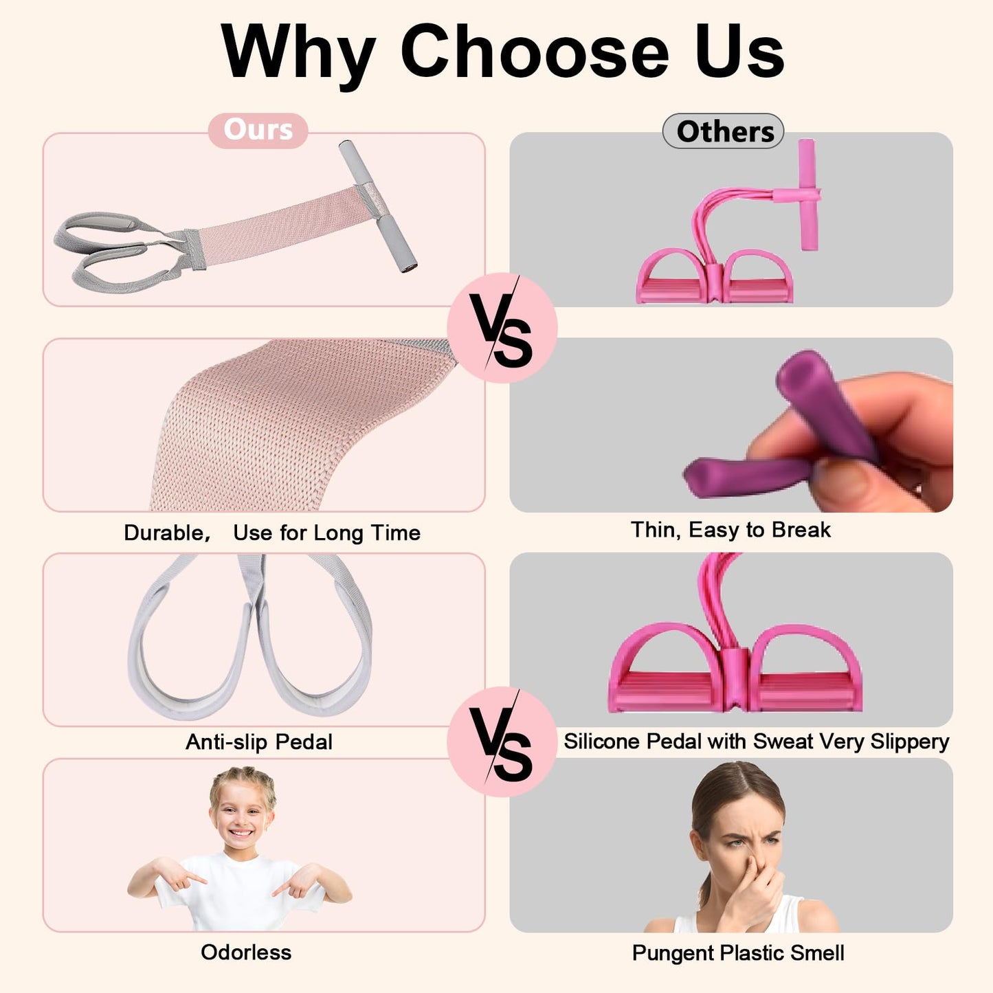 Awaiymi Fabric Resistance Band with Handles,Non-Slip Foot Pedal Puller for Strength Muscle Training,120lb Full-Body Fitness Band,Working Out Stretch Band Equipment for Leg Arm Chest Core Wrist Ankle
