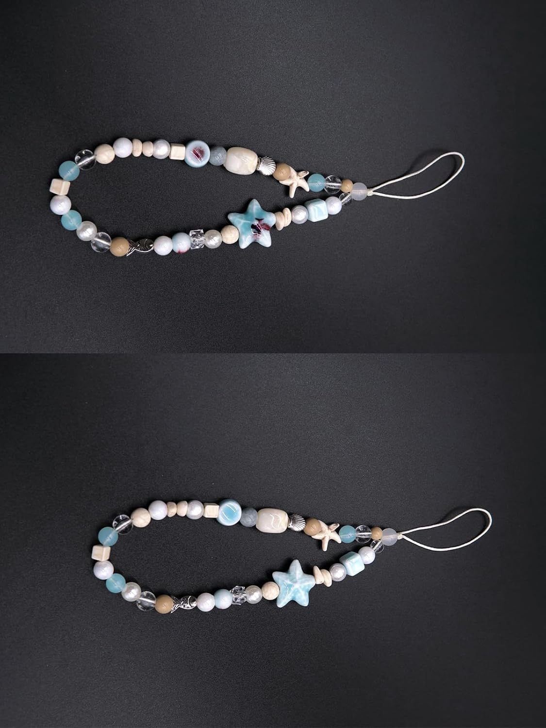 (Black01) Phone Charm, Cell Phone Chain Lanyard Wrist Strap Beaded String for Women Girls, Wristlet Strap for iphone