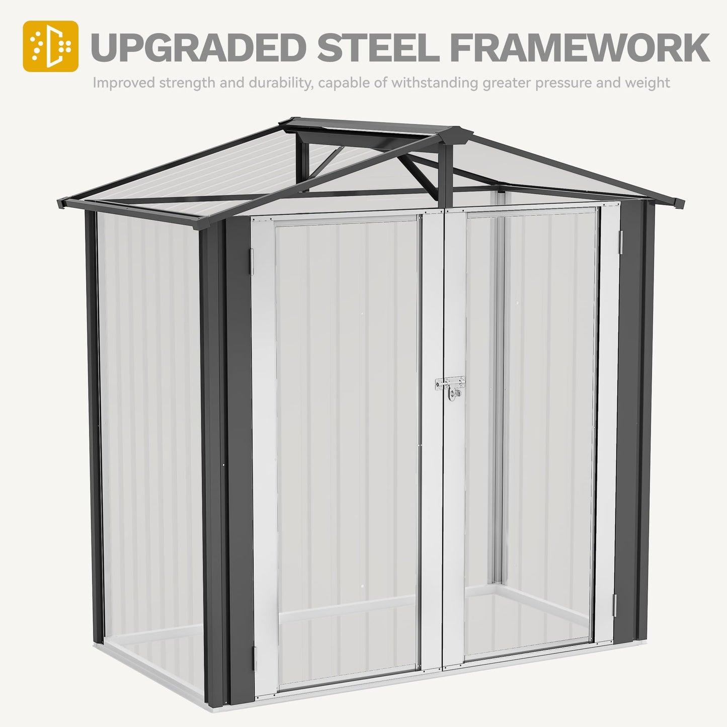 DWVO 6x4ft Outdoor Storage Shed, Weatherproof Tool Shed w/Locking Entry & Ventilation for Grass Cutter, Bike, Equipment, Courtyard, Garden (Dark Gray)