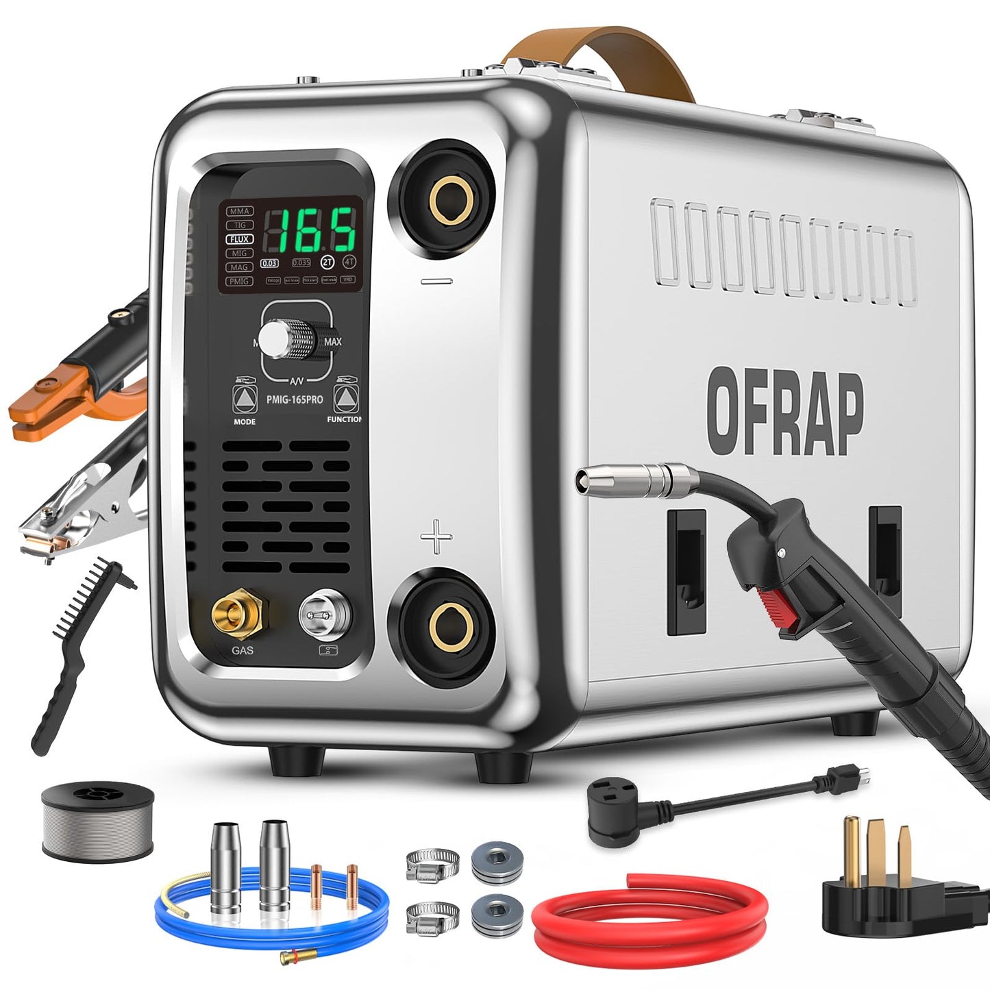 OFRAP Aluminum MIG Welder Newest 2026, 110/220V MIG Welding Machine165A, 6-in-1 Flux Core/Gas Mig/Mag/Stick/Lift Tig/Mig Aluminum Multi-process Welder Machine