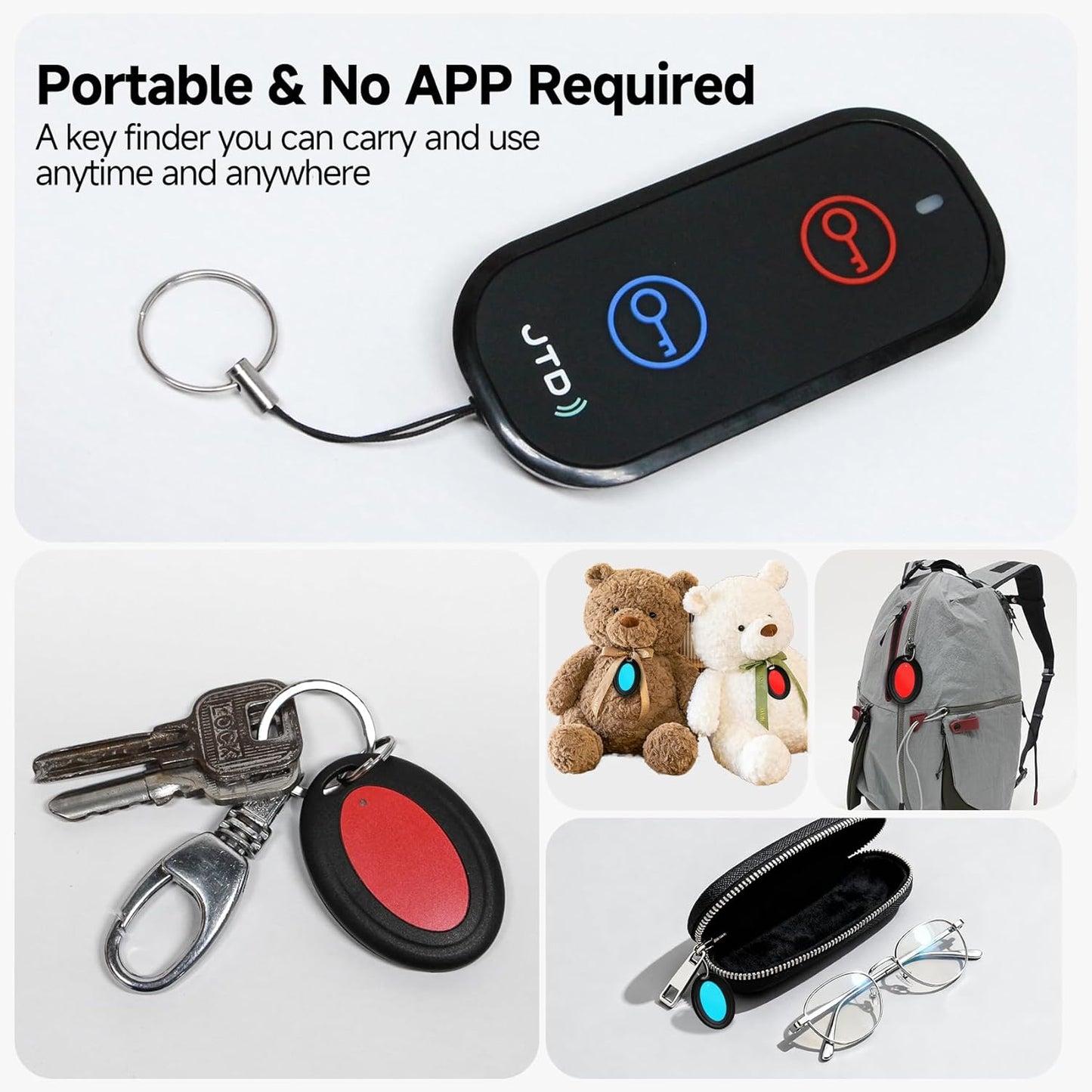 JTD 2 1 Keychain,85dB 131ft Key Finder Locator with Sound, Remote Finder - Receivers, Car Tracker Loud, Range Tracker