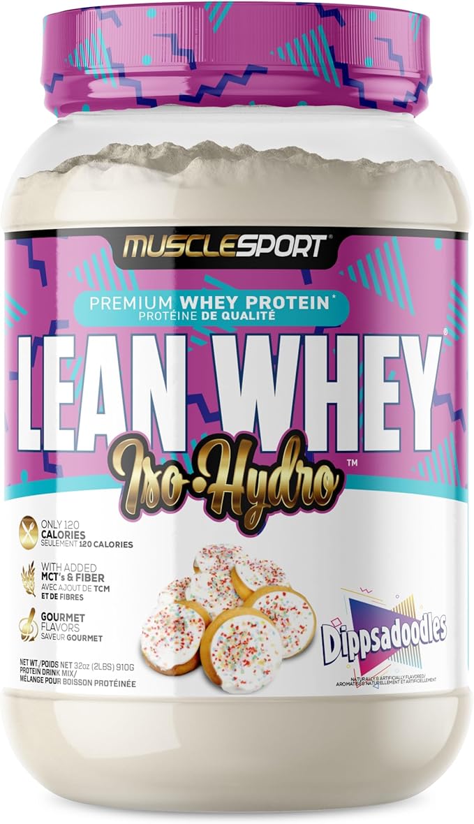 Musclesport Lean Whey Revolution??Protein Powder - Whey Protein Isolate - Low Calorie, Low Carb, Low Fat, Incredible Flavors - 25g Protein per Scoop (2lb, Dippsadoodles)