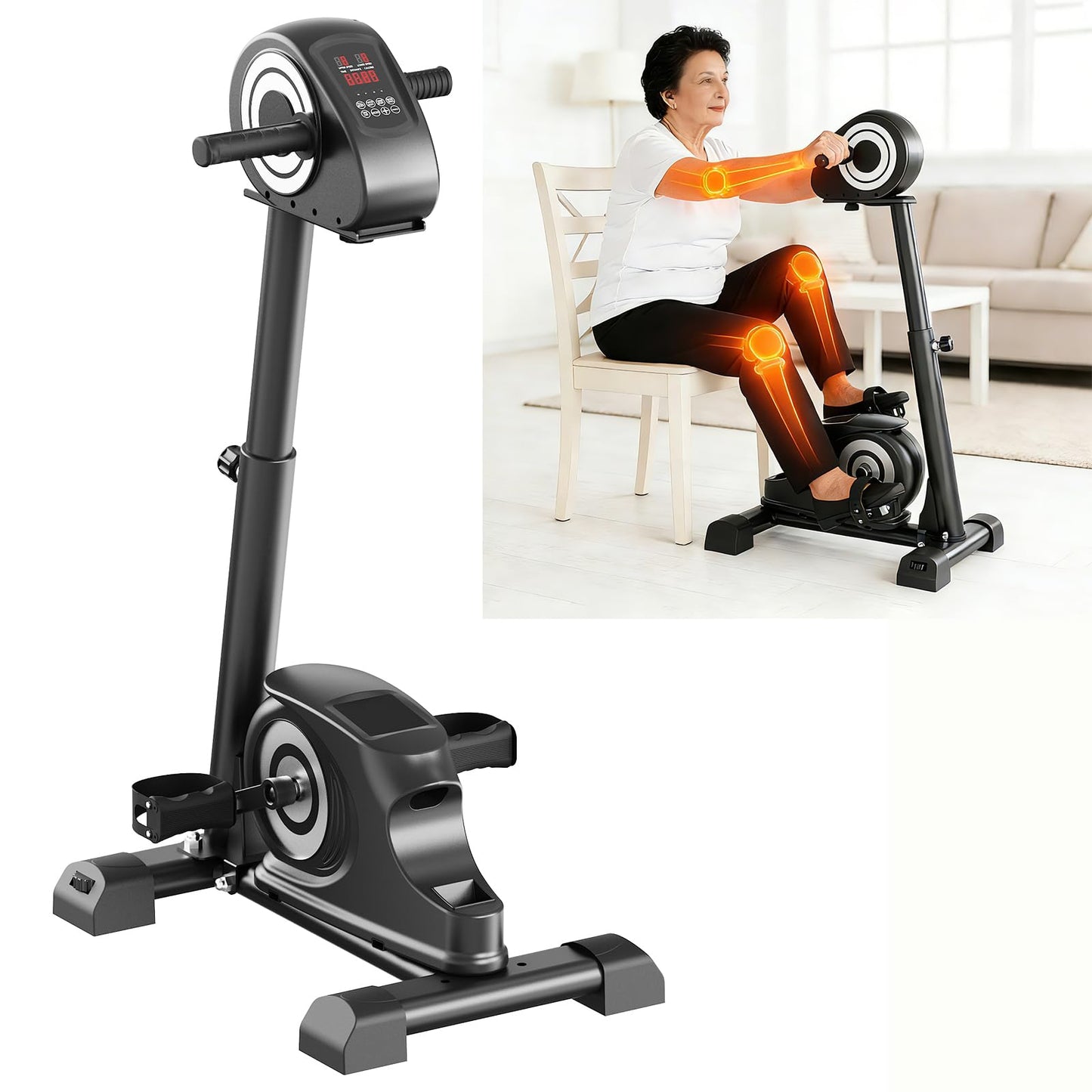 RECOVION Electric Rehabilitation Exercise Bike, arm and Leg Motorized Pedal Exerciser and Rehabilitation Trainer, Suitable for Knee, Foot, and arm Rehabilitation.