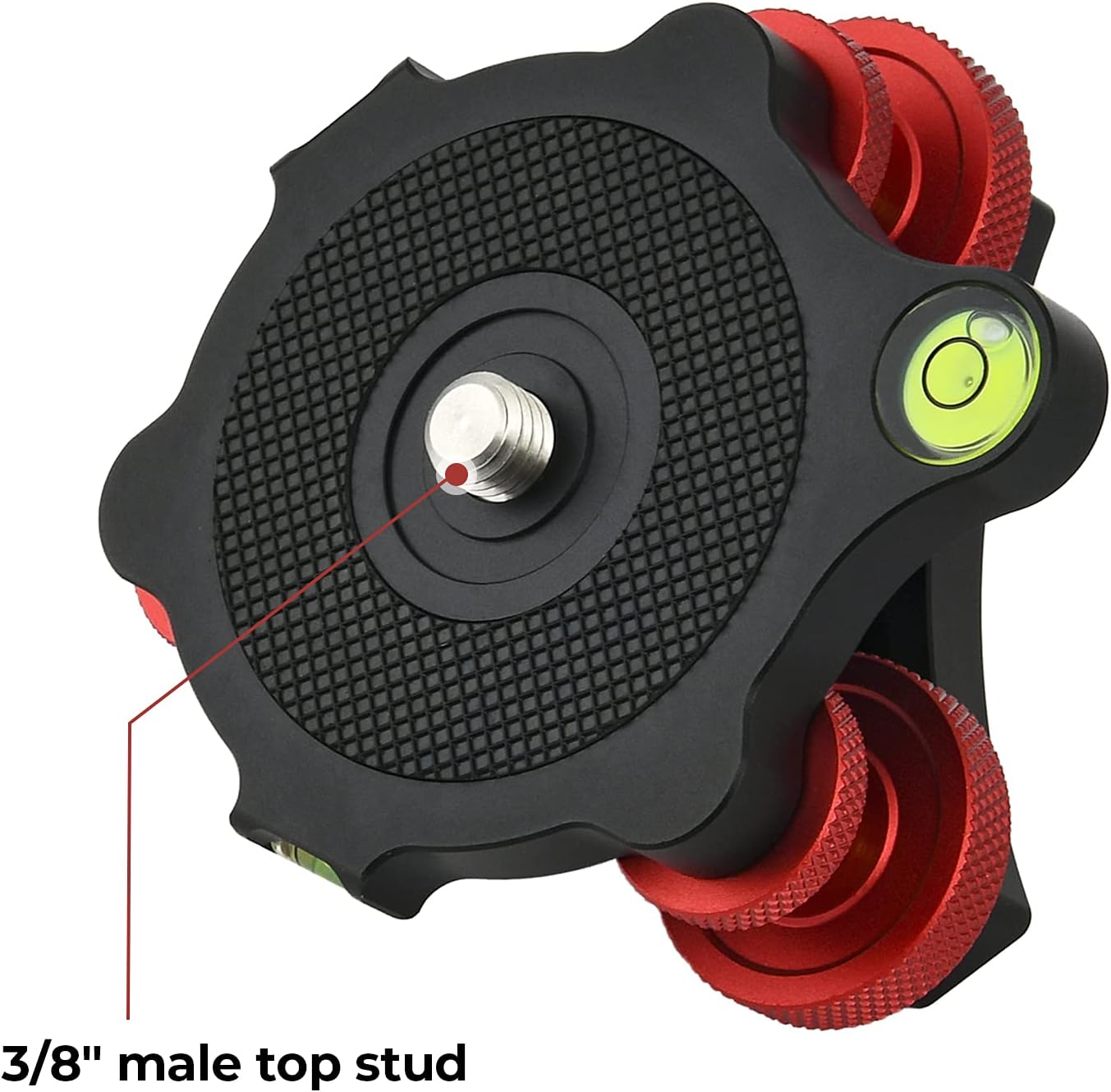 Ytvariw 3/8 inch 3 +/-5 Camera Photography Tripod Leveler Tri-Wheel Leveling Base,Aluminum Alloy Bubble Level
