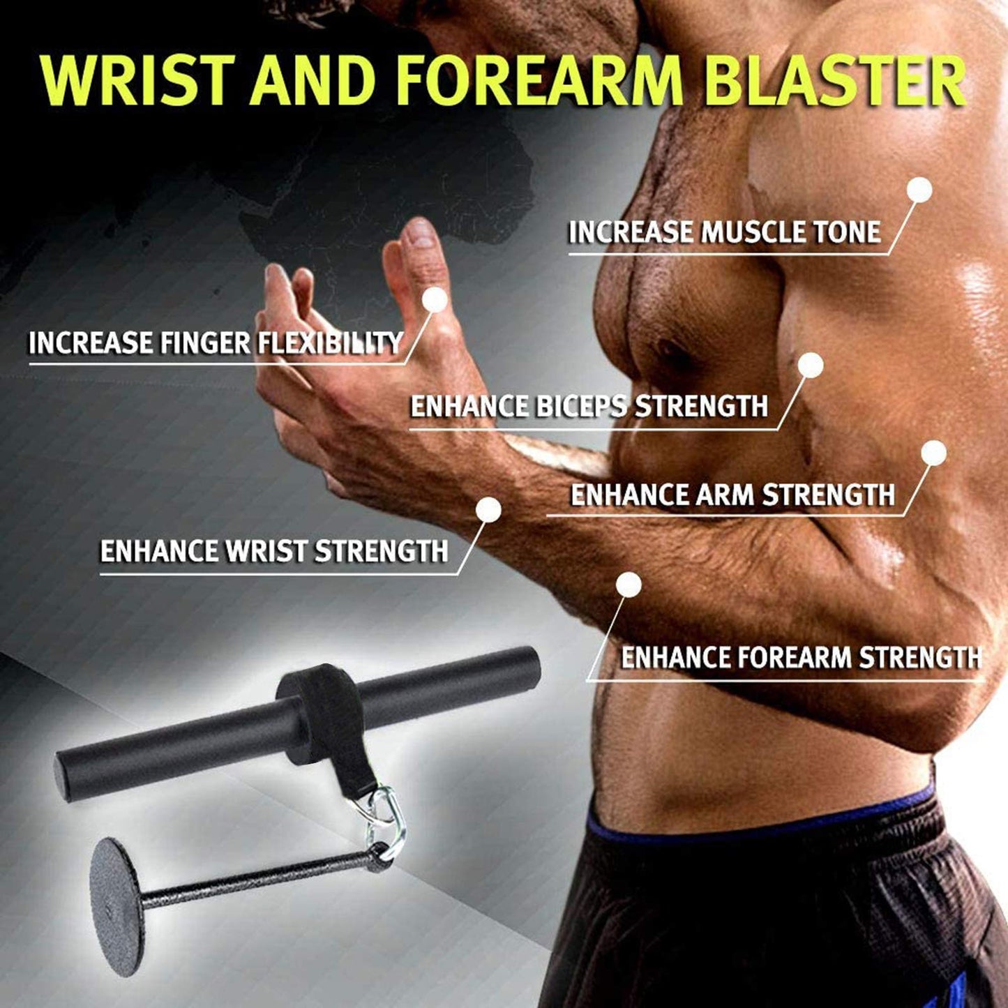 Yamyshine Forearm Wrist Roller Blaster Exerciser, Wrist Roller & Forearm Roller for Training, Workout, Fitness, Arm Strength Trainer for Gym and Home