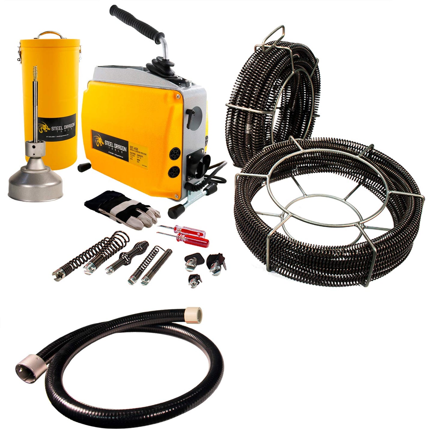 Steel Dragon Tools K60 Sectional Drain Cleaning Machine – Compatible with RIDGID C8 5/8in Cable for Professional Pipe Cleaning