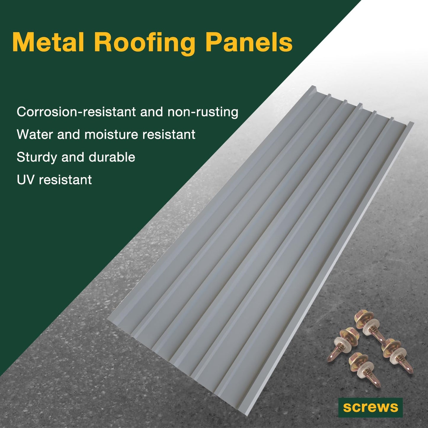 NeatiEase 20 Pcs Metal Roofing Panels, 6.1 Feet Corrugated Galvanized Roofing Panels Metal Siding Panels with Steel Screws for Pergola, Gazebo, Shed, Outdoor Storage, Chicken Coop, Patio,Garages