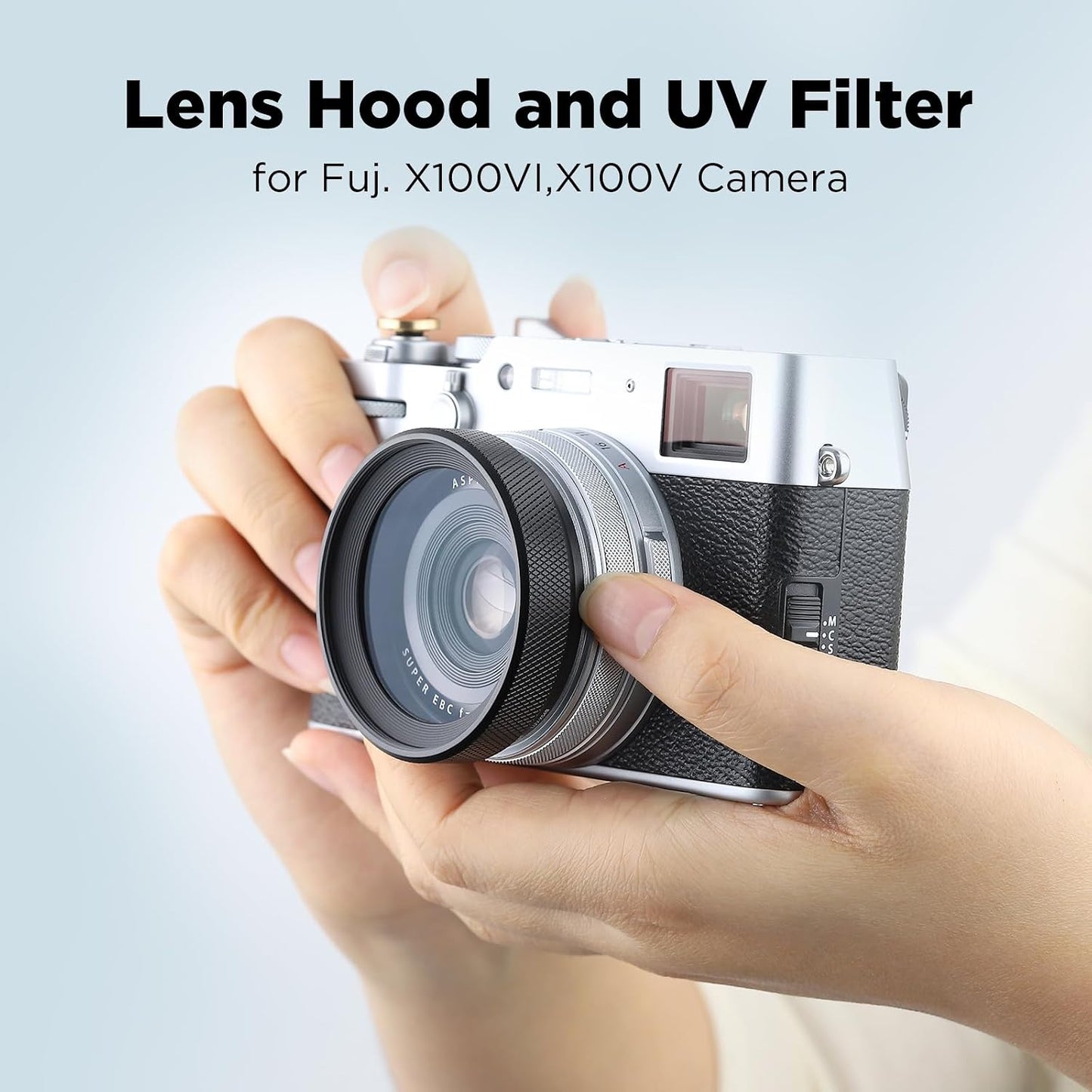 Haoge LUV-X54B X100VI X100V Metal Lens Hood with MC UV Protection Multicoated Ultraviolet Lens Filter for Fujifilm Fuji