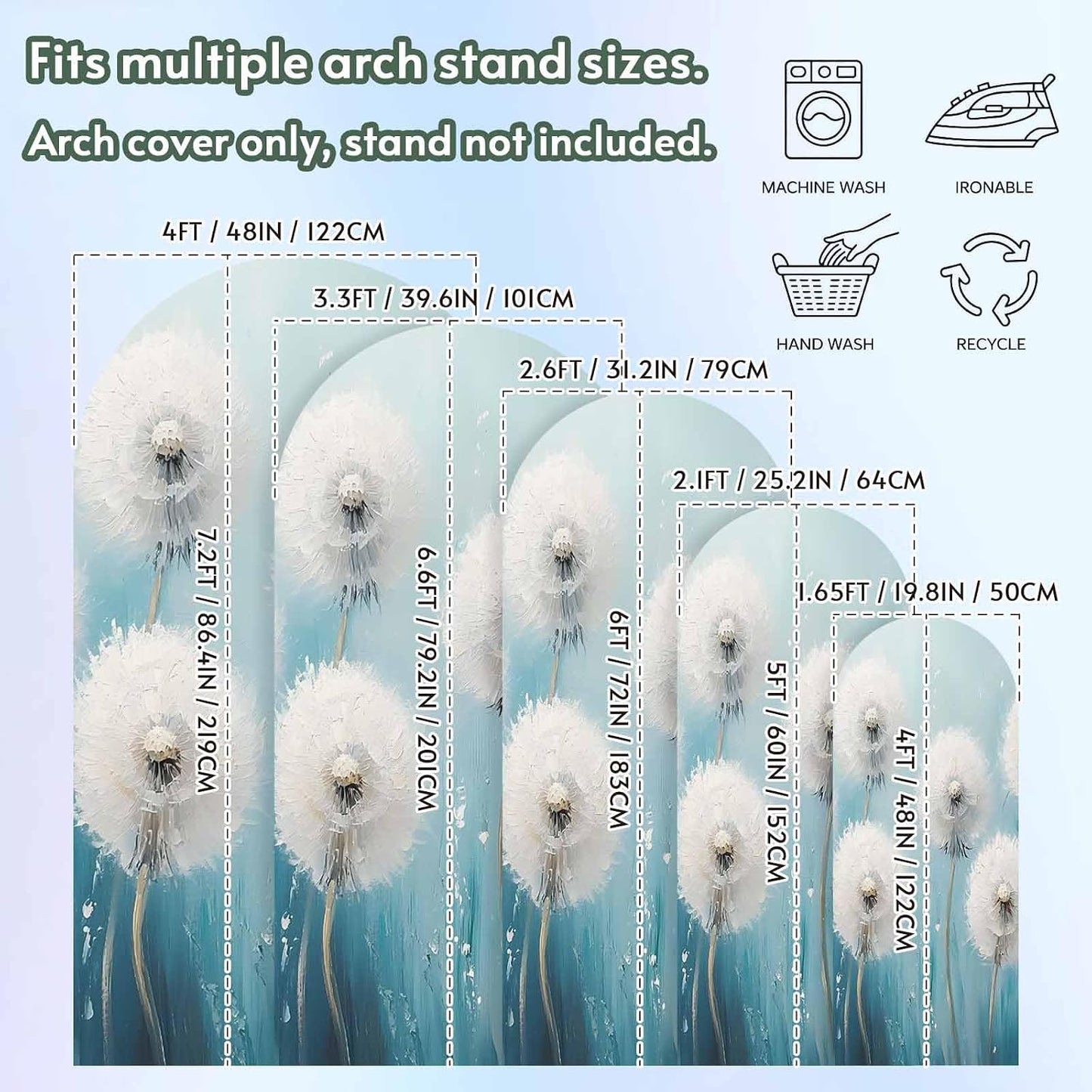 Jnbasdffb 7.2 White Spring Floral Wedding Arch Cover,Stretchy Spandex Arch Backdrop Stand Covers FT,Modern Oil Painting