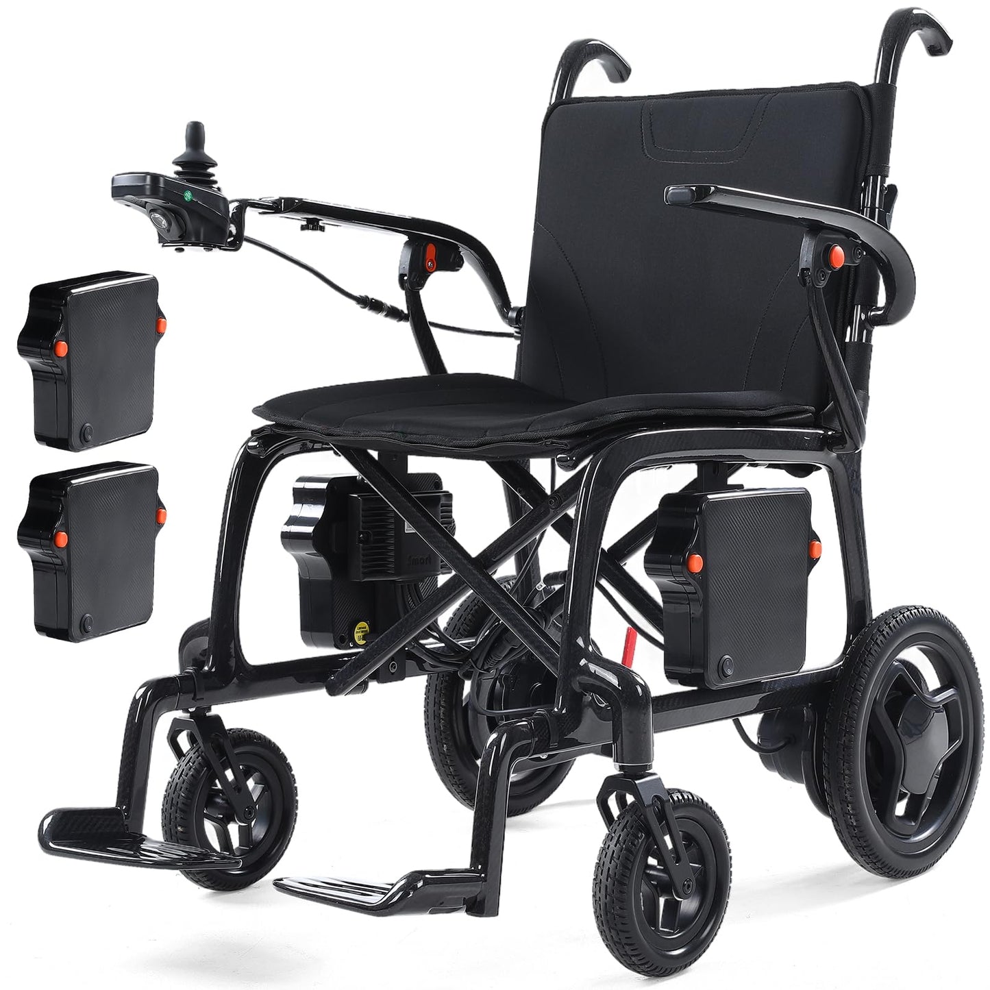 22 lbs Carbon Fiber Electric Wheelchair for Adults, 29-Mile Range Lightweight Foldable with Dual Batteries, Portable Airline Approved Travel Power Chair, Black
