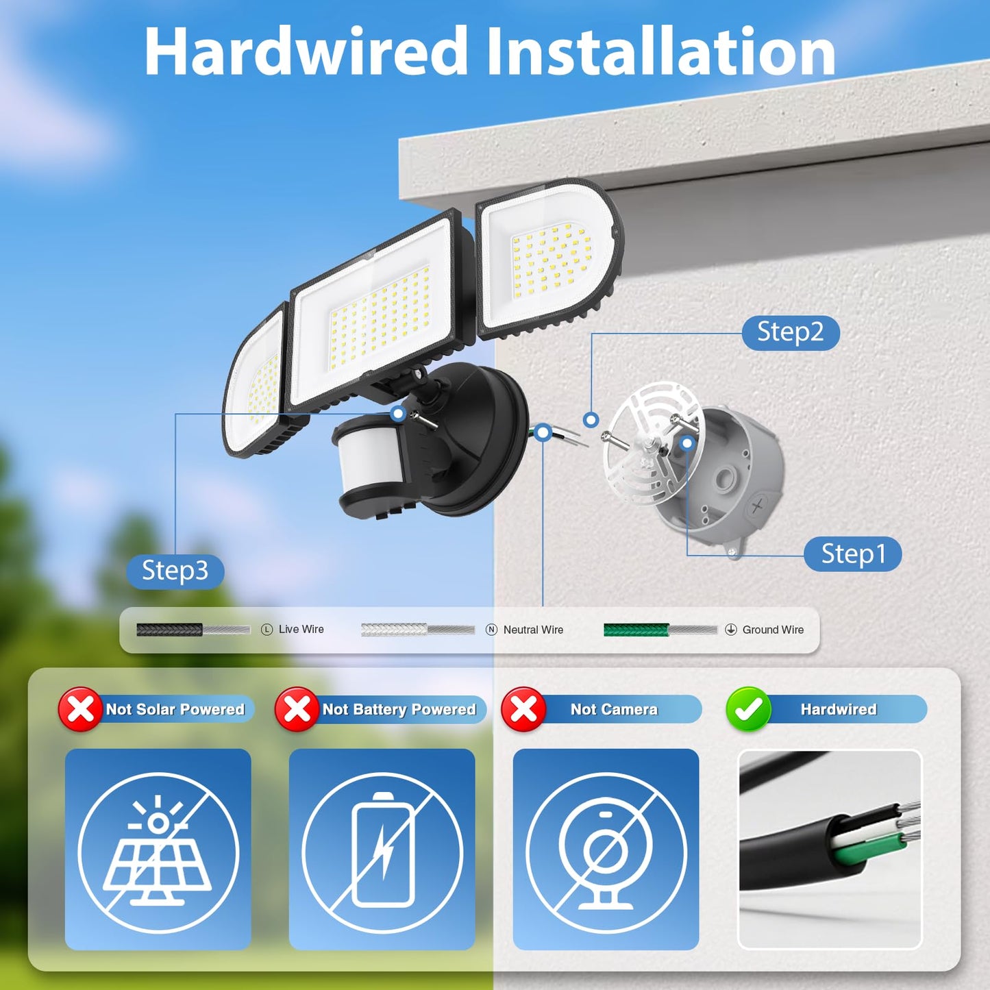 150W Motion Sensor Lights Outdoor for Outside, 15000LM LED Flood Lights Outdoor wired Dusk to Dawn, Exterior Security Floodlight Fixture Waterproof IP65, Outdoor Lighting for House, Garage 2 Pack