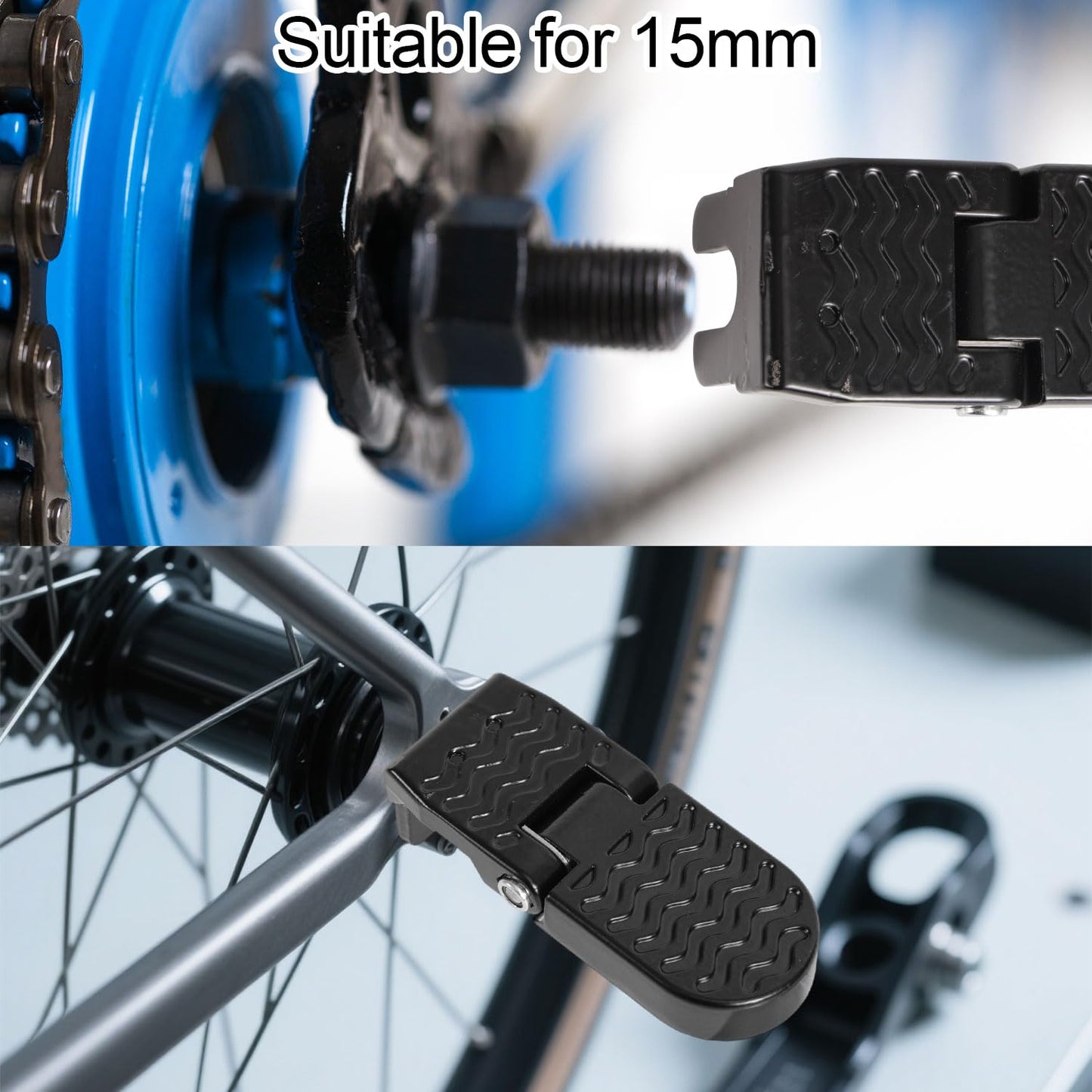 2pcs Bike Foot Pegs, Aluminum Alloy Non-Slip Folding Bike Rear Pedals for Passengers Mountain Road E-Bicycles BMX Accessories