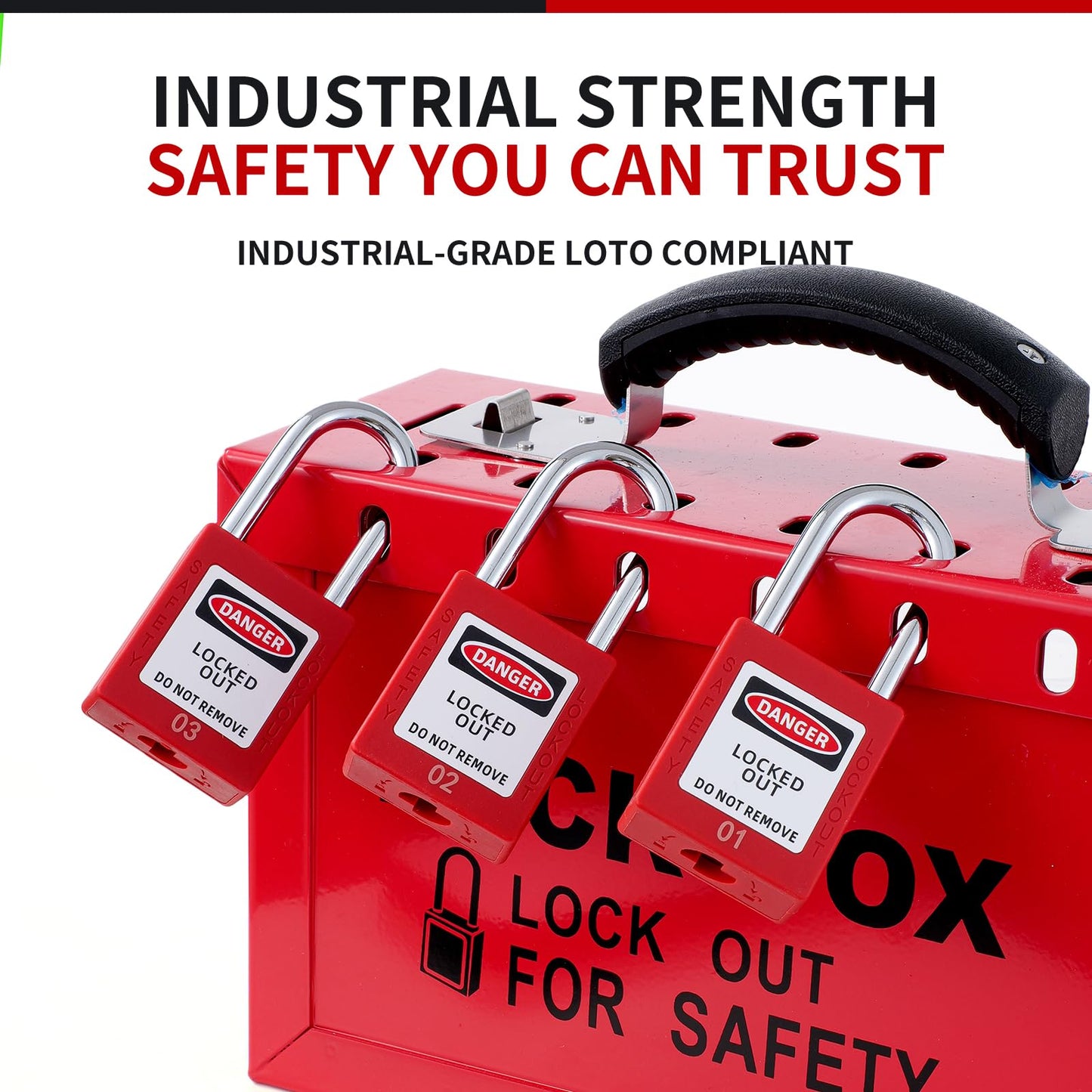 Lock Out Tag Out Locks and Keys, 10 Lockout Tagout Keyed Different Safe Pad Locks, OSHA Compliant Loto Locks for Lock Out Tag Out Stations (5, Red)