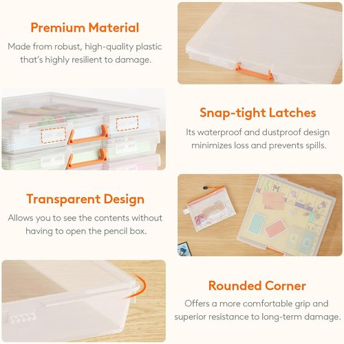 Lifewit Paper Storage Boxes - 6 Pcs Portable Organizer with Secure Latch & Handle | Ideal for Games, Crafts, Documents