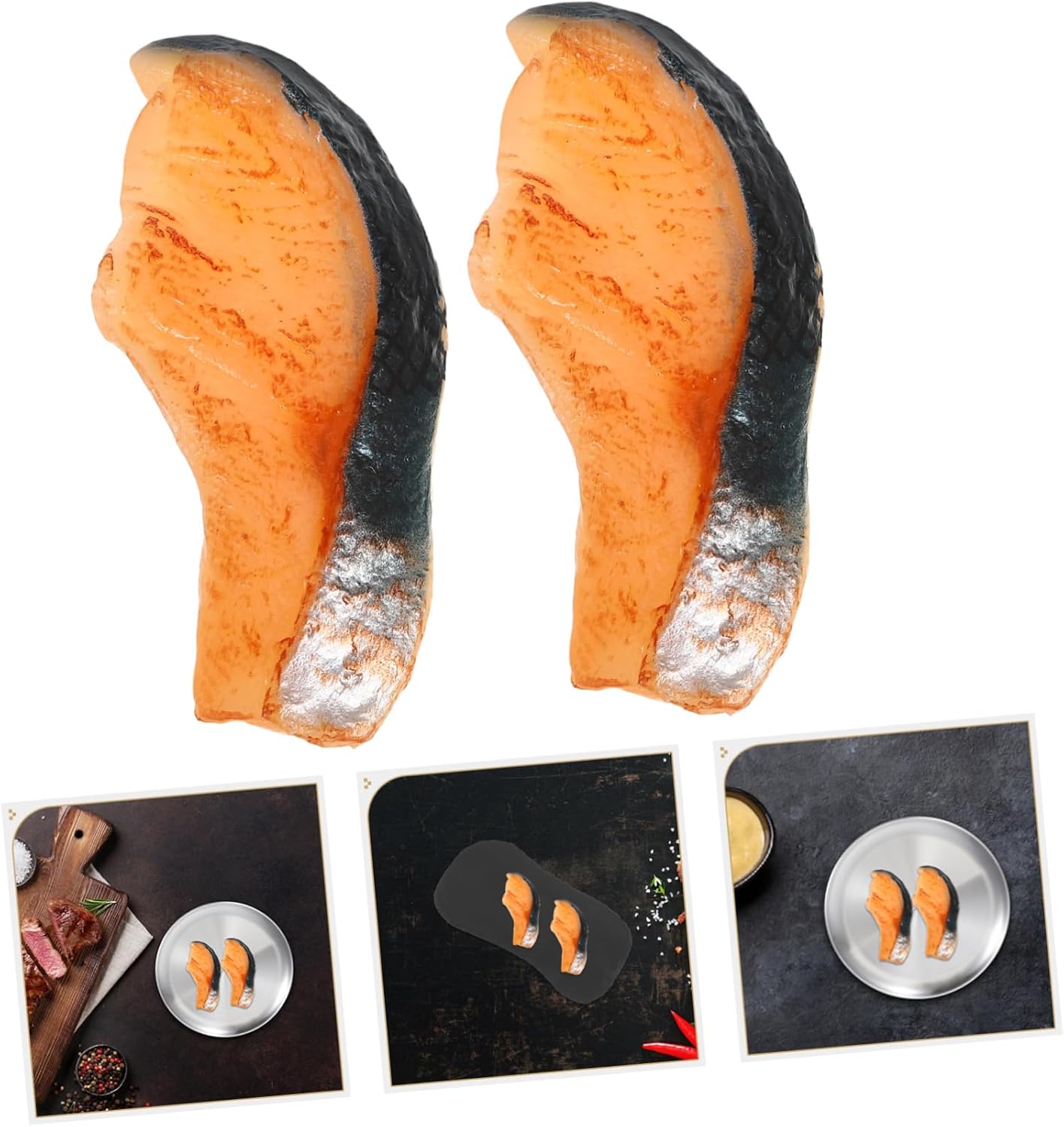 2PCS Beavorty Artificial Fake Salmon Toy Fake Sashimi Salmon Fish Slice Artificial Sashimi decoraciones para uas