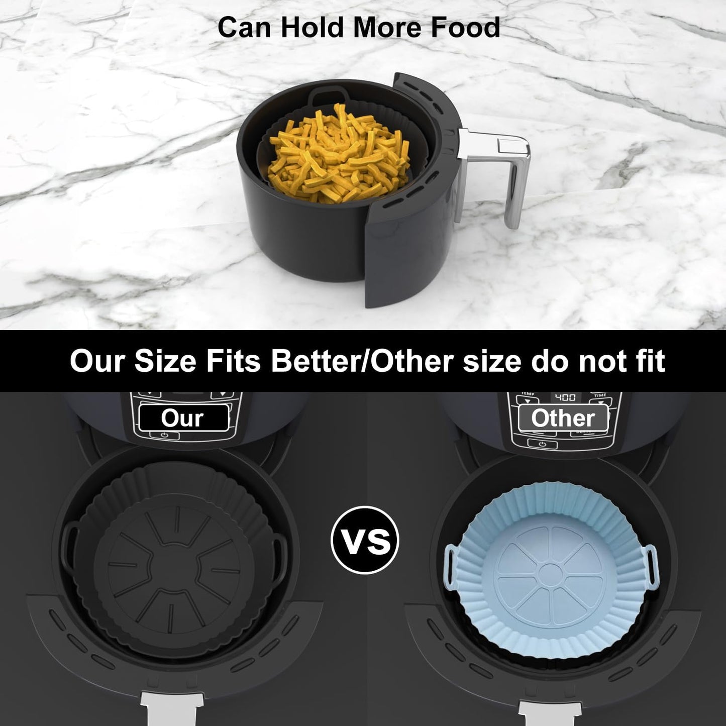 Ninja Silicone Air Fryer Liners - Reusable Food Grade 3-Pack for 4-5.3QT Models | Compatible with COSORI & Tefal