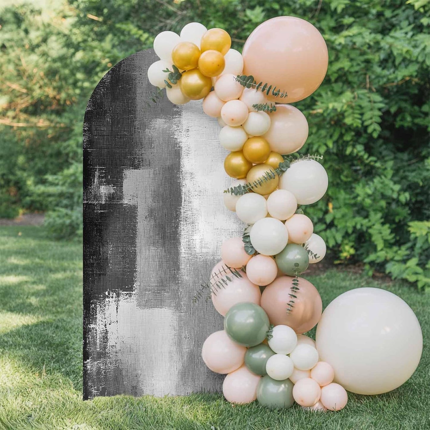 Jnbasdffb 6.6 Grey Wedding Arch Cover, Stretchy Spandex Arch Backdrop Stand Covers FT, Modern Oil Painted Art Abstract