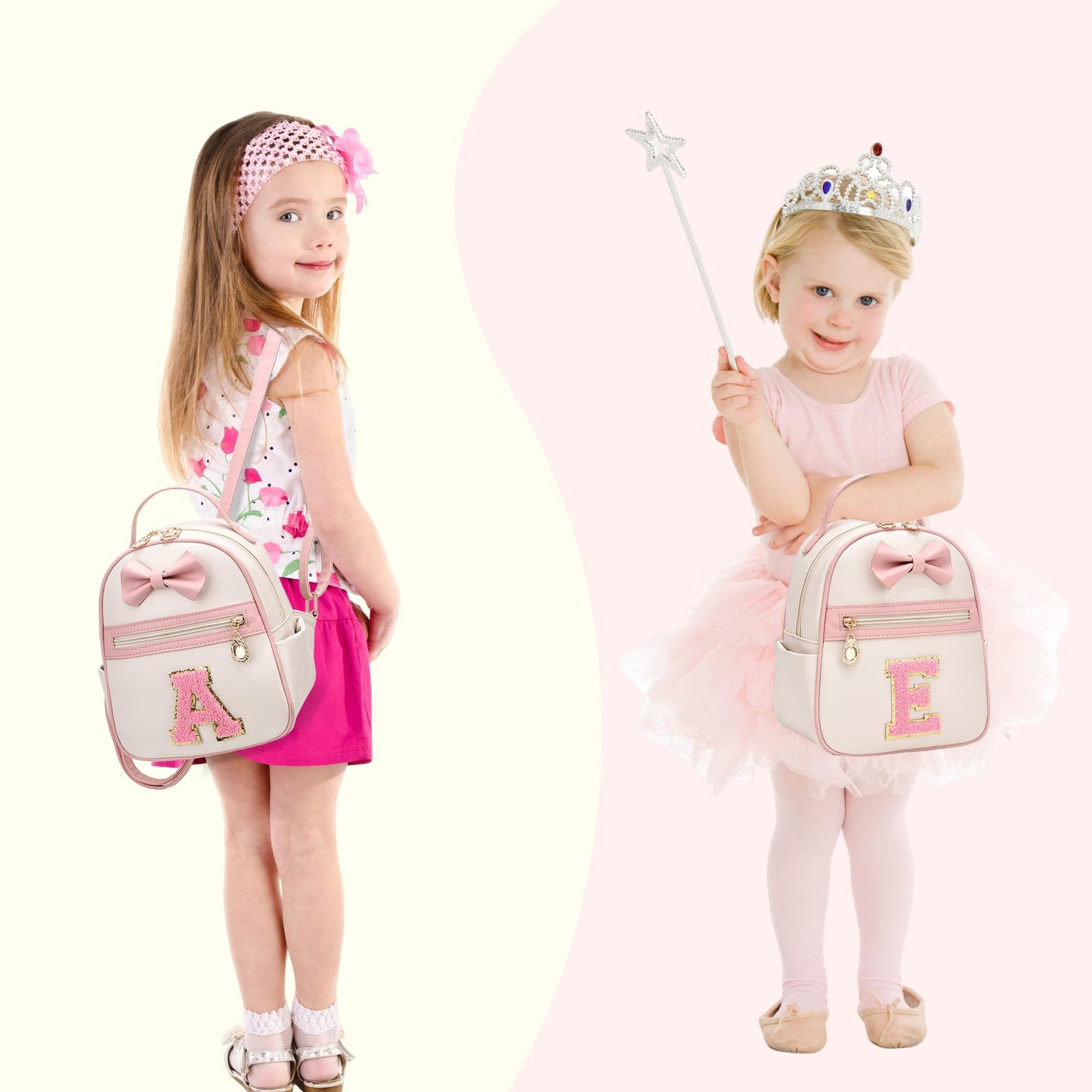 I IHAYNER Girls Initial Bowknot Small Leather Backpack Cute Mini Backpack Personalized Trendy Stuff Gifts for Women Pink-A
