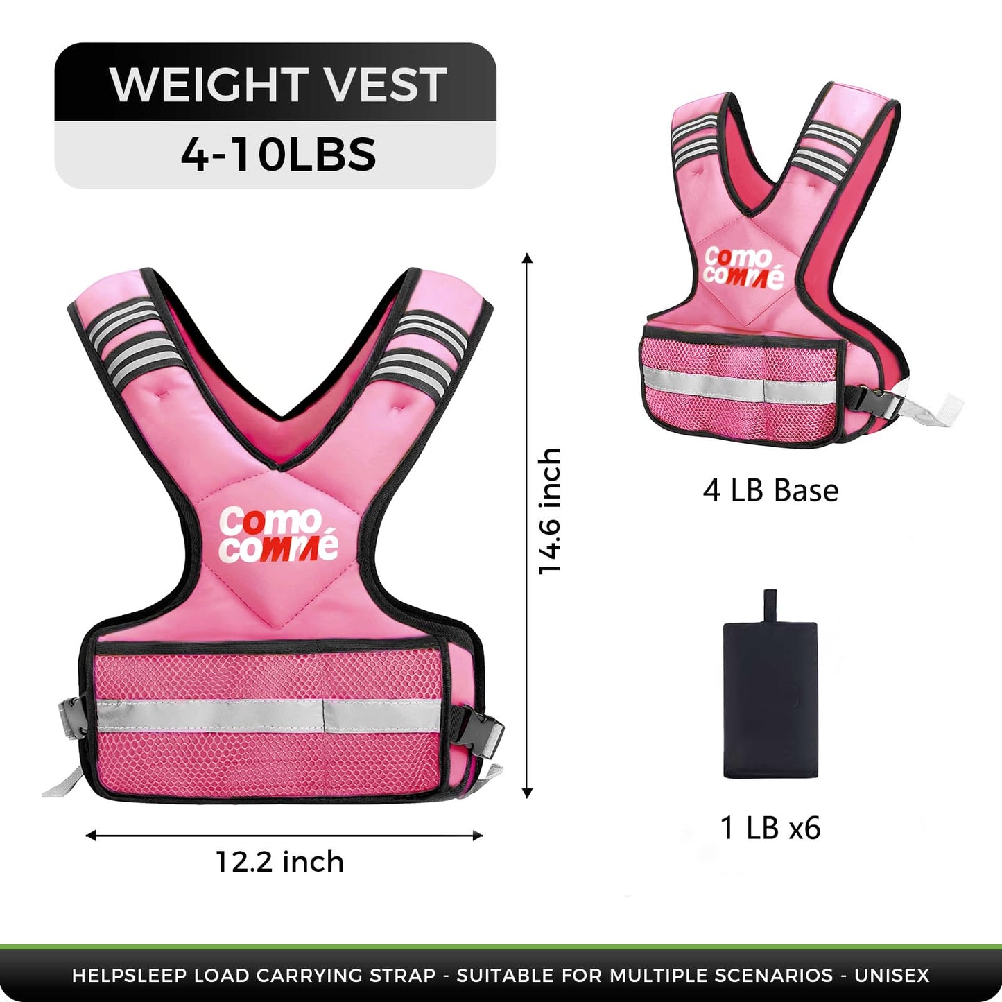 Adjustable Weighted Vest for Men Women, 4-10lb/12-18lb/20-32lb Vest with 6 Ironsand Weights and Large Pocket, Adjustable Body Weight Vest Exercise Set for Running, Walking