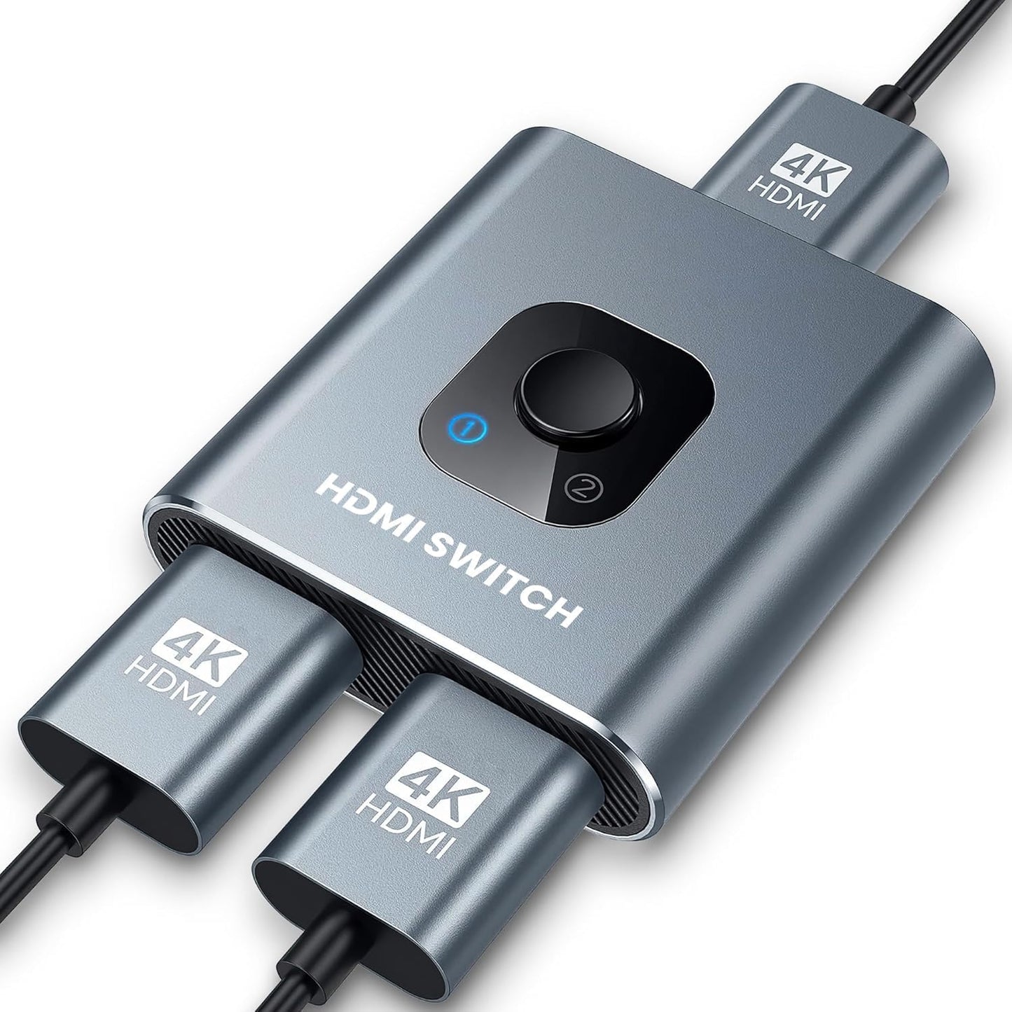 SCSXGO 4k@60hz 2 1 PS5/4/3 HDMI Switch Splitter, Aluminum Bidirectional HDMI Switcher in Out, Manual HDMI Hub Supports
