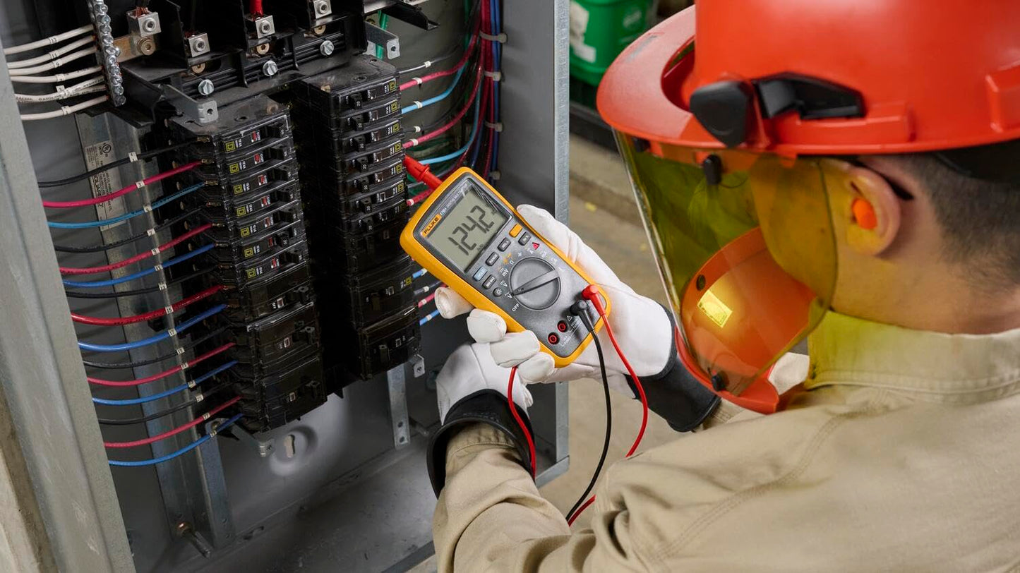 Fluke 17B+ Digital Multimeter, for Electrical Applications, Measures AC/DC Voltage 1000V, Current Measurements to 10A, Resistance, Continuity, Diode, Capacitance, Frequency, and Temperature Testing