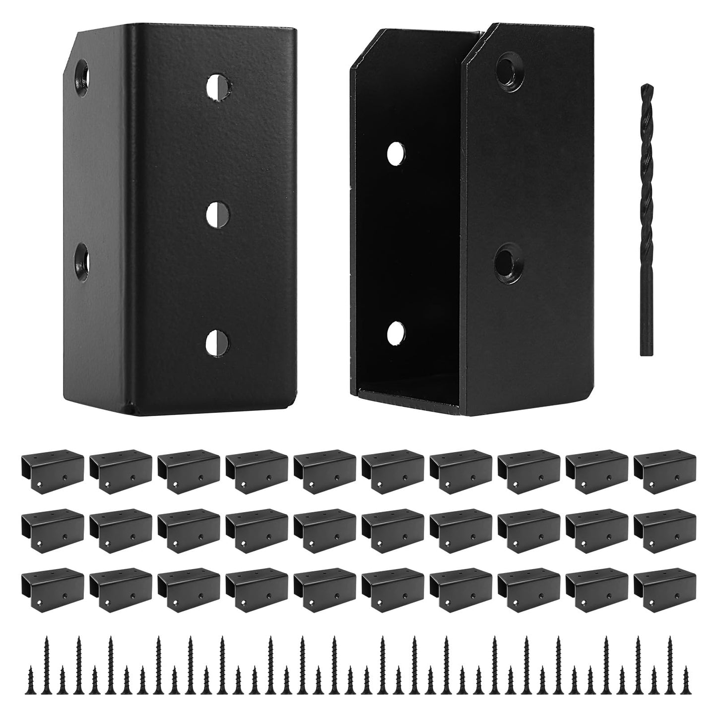 Rasugarlary Deck Railing Brackets Connectors, 2x4 Brackets (Actual 1.5"x3.5") for Fence Railing Handrail Stair Wood Lumber Post with Screws, Black(Parallel,32 Pcs)