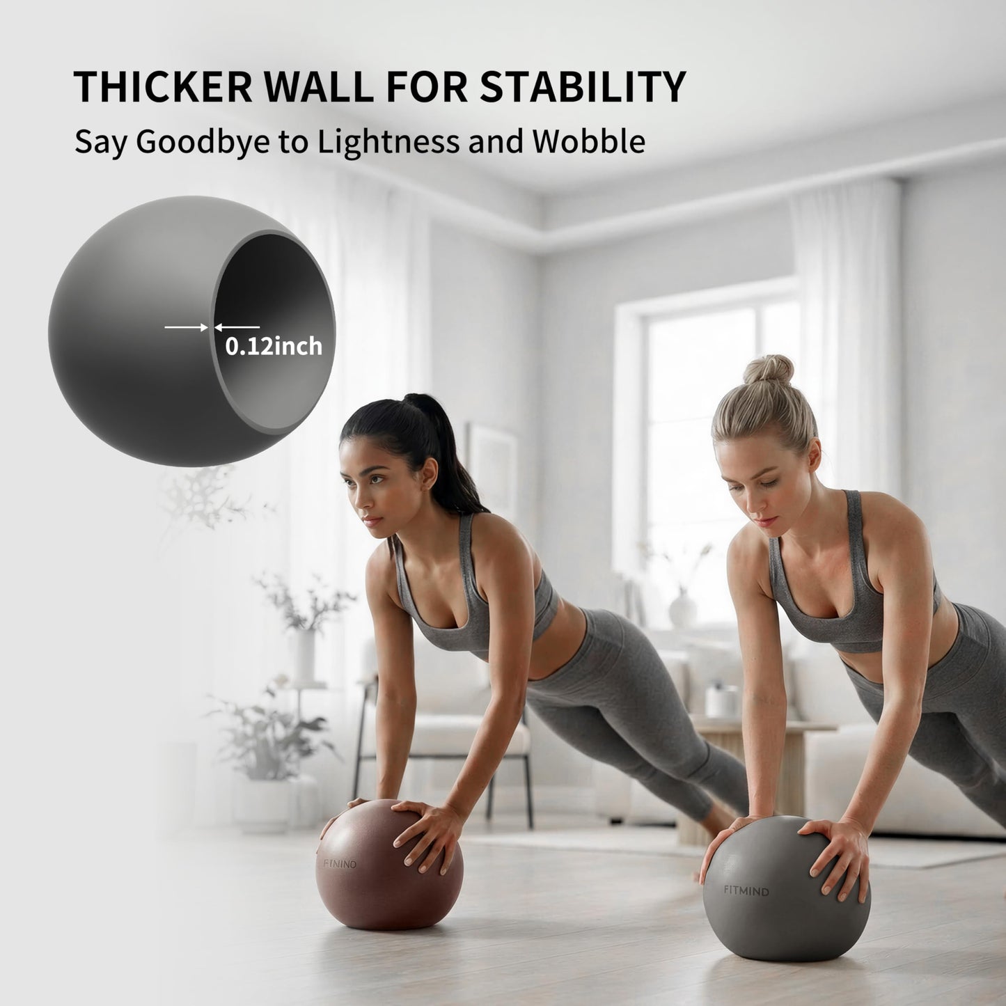 FITMIND Pilates Ball 8 inch, Small Yoga Ball Extra Thick, Mini Pilates Ball with Pump, Non-Slip Surface Small Exercise Ball for Physical Therapy, Stretching, Strength & Core Training