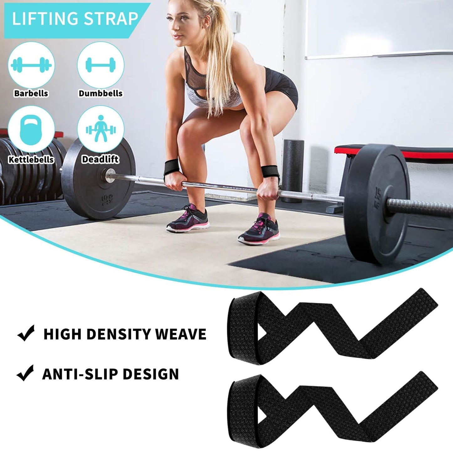 10 PCS Barbell Pad Set for Squat, Hip Thrusts Pad for Squats,Bench Press with Barbell Pad, 2 Gym Ankle Straps,3 Hip Resistance Bands,Lifting Strap,Workout Poster Gym Equipment Accessories（Black）