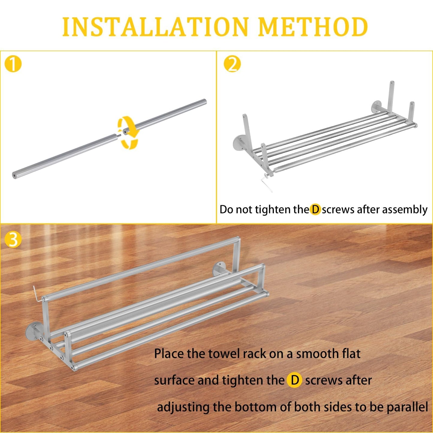 XEENEW Double Towel Racks for Bathroom Towel Rack with Shelf, 24 Inch Double Towel Bars, Wall Mount Towel Holder for Bathroom Lavatory, Stainless Steel Towel Rod(Brushed Nickel)