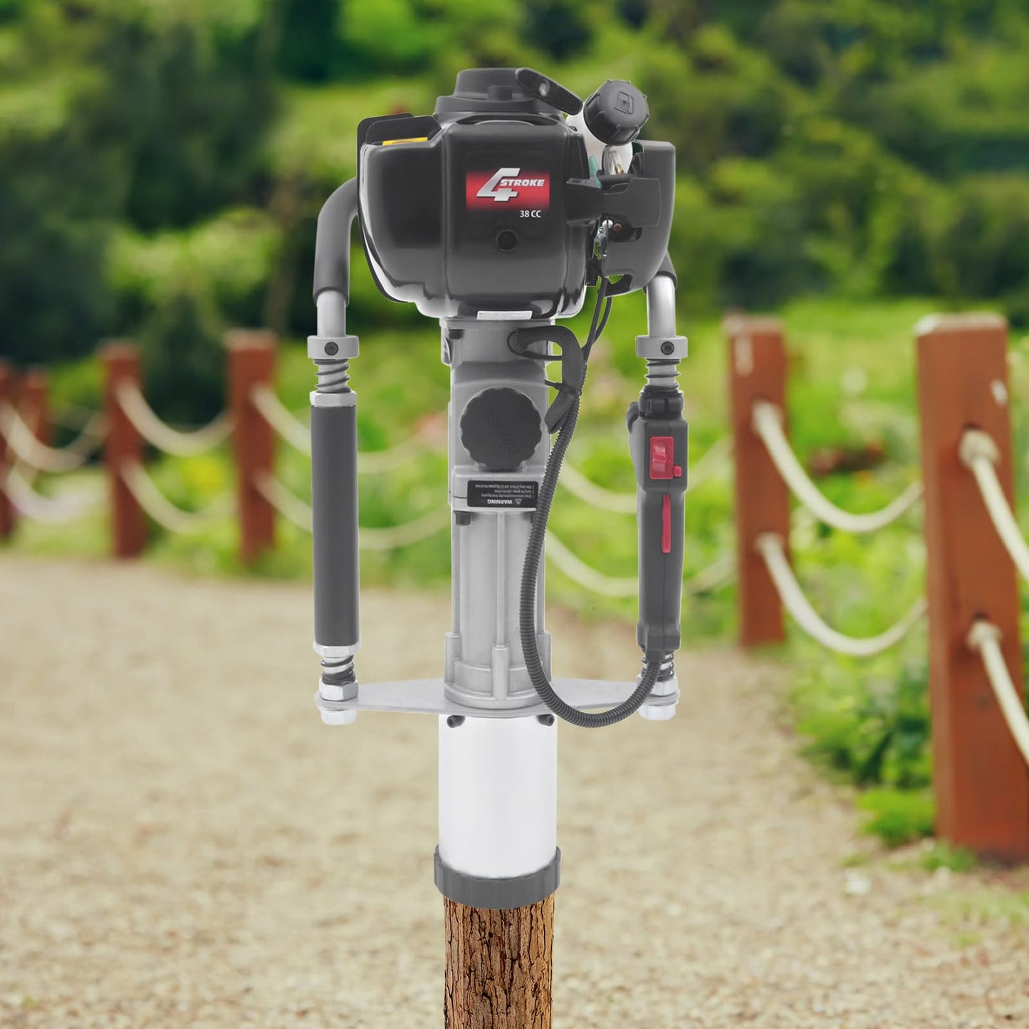 4-Stroke Pile Driver, 1.6 HP T-Post Gasoline Drivers, 8500 r/min Speed Portable Farm 27.47oz Fuel Tank Pile Hammer Heavy Duty Driving Single-Cylinder Hand Pull Start Air-Cooled Engine Kit 37.7CC