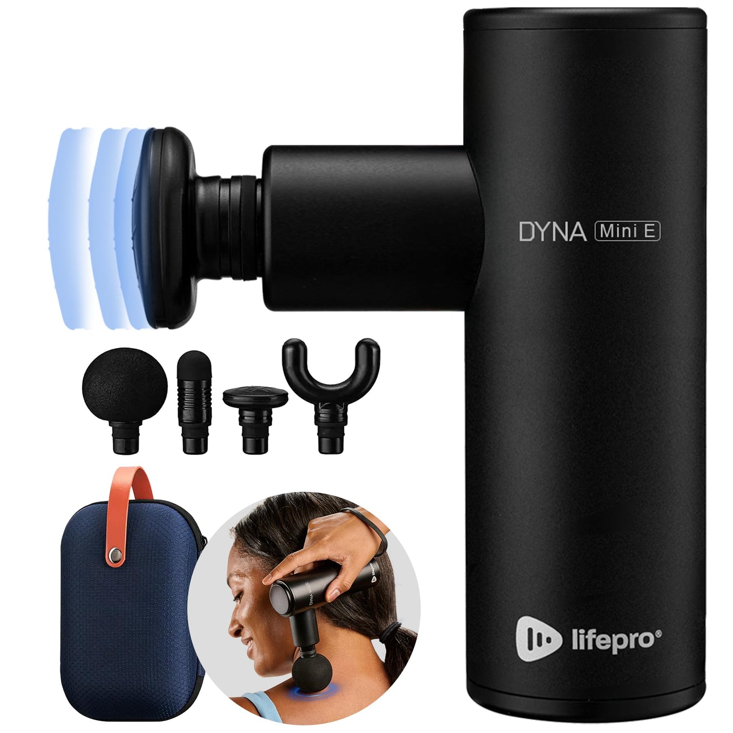 LifePro Percussion Back Massager – Handheld Massage Gun Deep Tissue for Athletes – Back Massage Gun Muscle Recovery Tool for Men, Women – Quiet, Portable with Multiple Attachment Heads & Travel Case