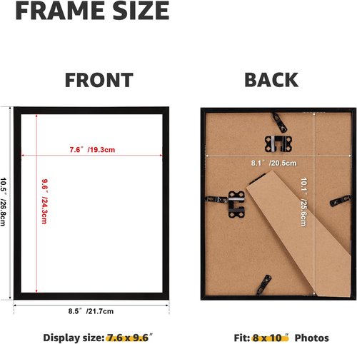 Giftgarden 8x10 Picture Frame Set of 18 - Lightweight Black Frames for Gallery Wall & Tabletop Display