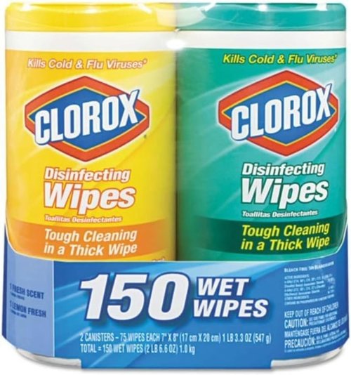 Clorox Disinfecting Wipes - Crisp Lemon Fresh Scent | Convenient 2 Count Pack
