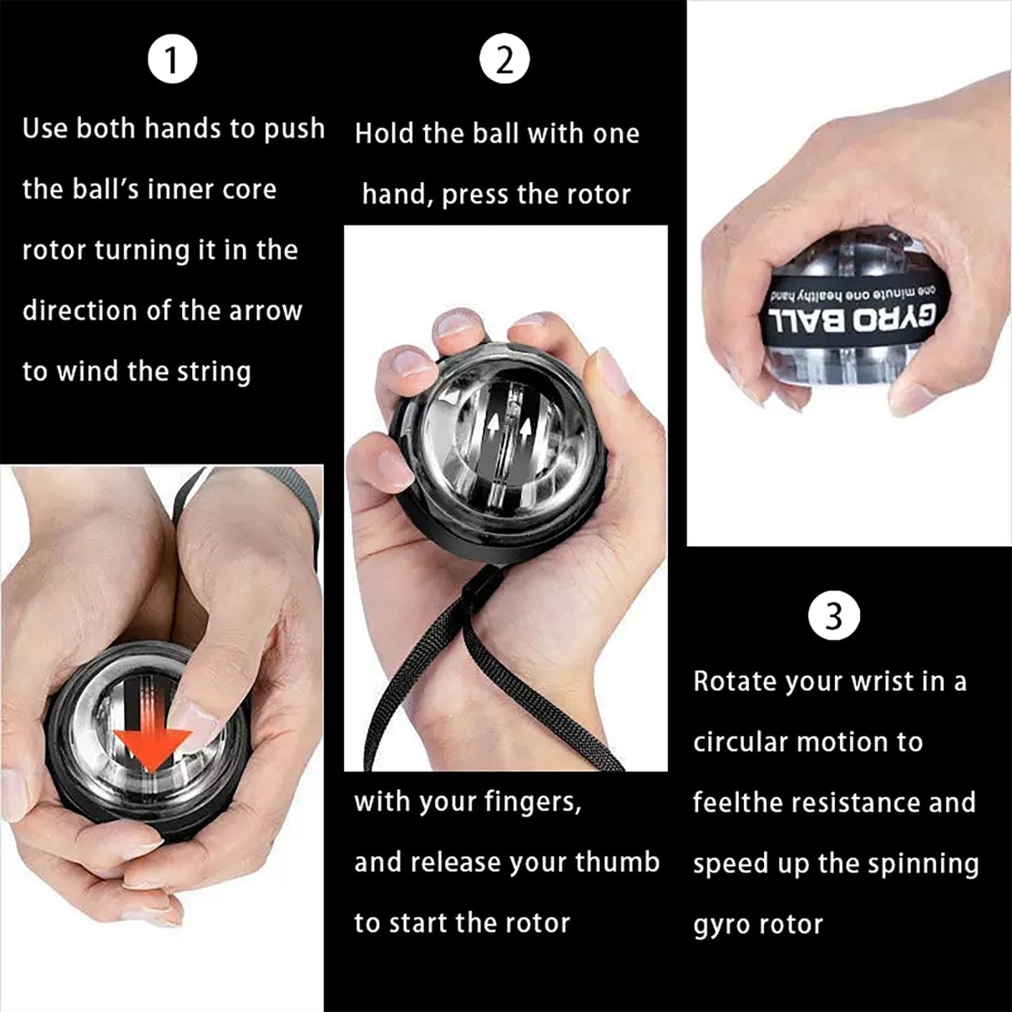 Hand Grip Strengthener Ball Wrist Ball gyro ball Exerciser Auto-Start Wrist Balls Hand Exerciser Devices with LED Lights for Strengthening Arms hand strengthening devices powerball gyro exerciser