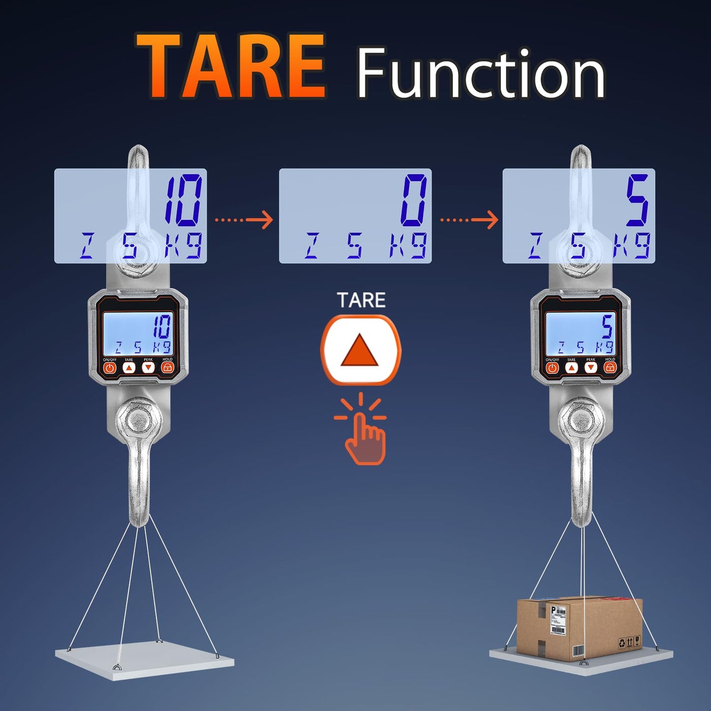 Bonvoisin Digital Crane Scale 22000lb Hanging Scale Heavy Duty Industrial Hanging Weight Scale with Peak Function (10000KG)