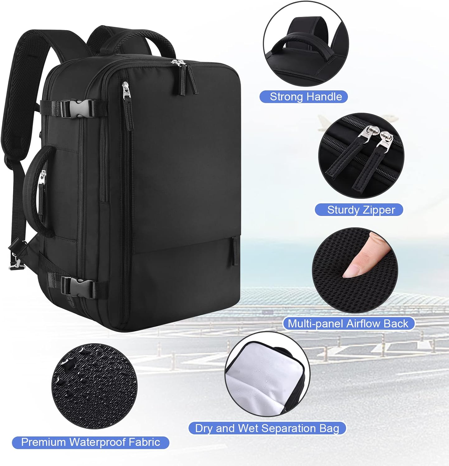 Backpack 40L Backpack, 17 Inch Backpack Sinaliy Large Travel for Women Men, Expandable Carry On Laptop College Bookbag