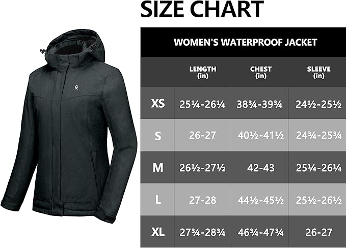 Little Donkey Andy Women's Waterproof Hiking Skiing Jacket with Removable Hood, Fleece Lined Winter Warm Rain Coat