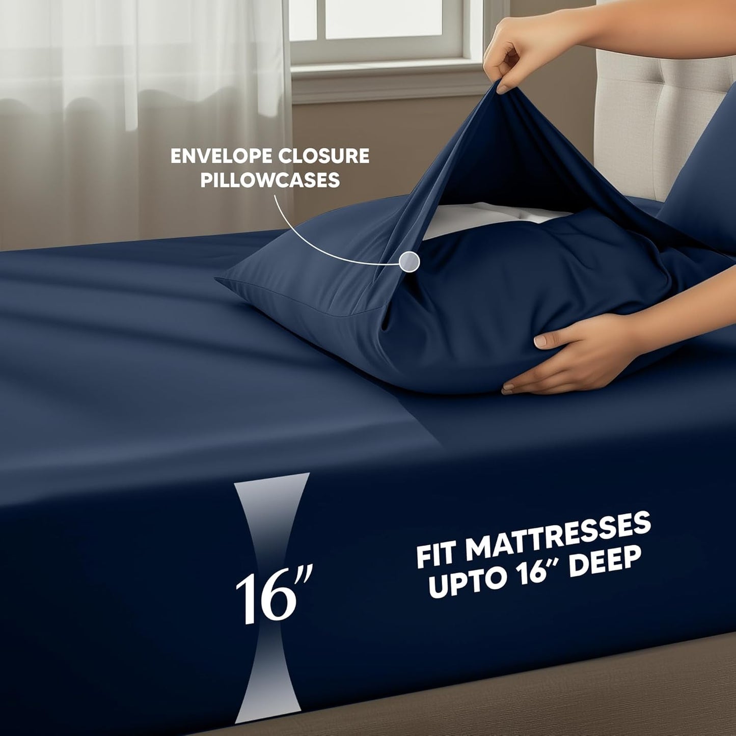 Utopia Bedding King Size Sheet Set - Soft, Breathable Microfiber | 4-Piece in Navy Blue, Oeko-Tex Certified