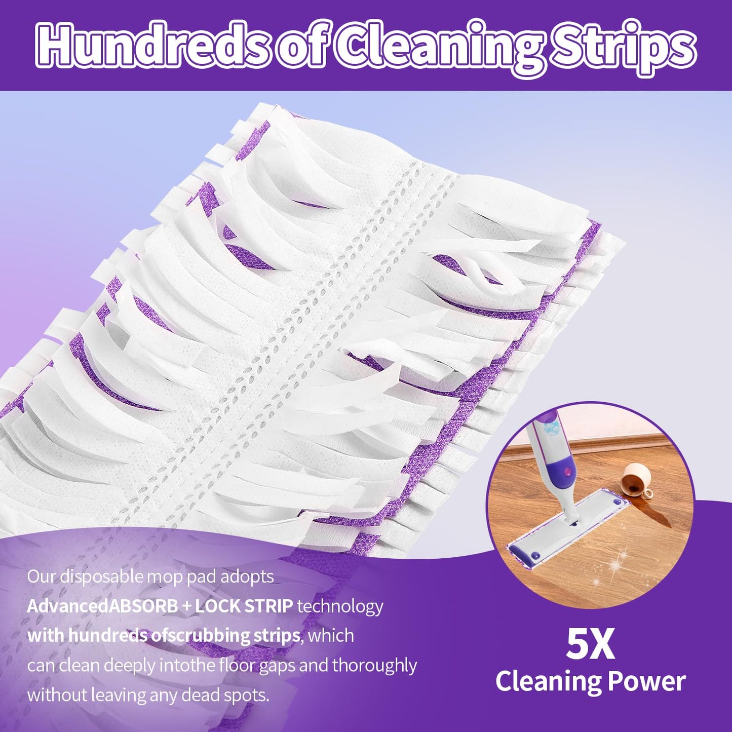 Vowanop Power Mop Pads Compatible with Swiffer Power Mop, Disposable Mopping Pads Refills for Cleaning Multi-Surface Wood Floor Replacement Pads, 10 Count