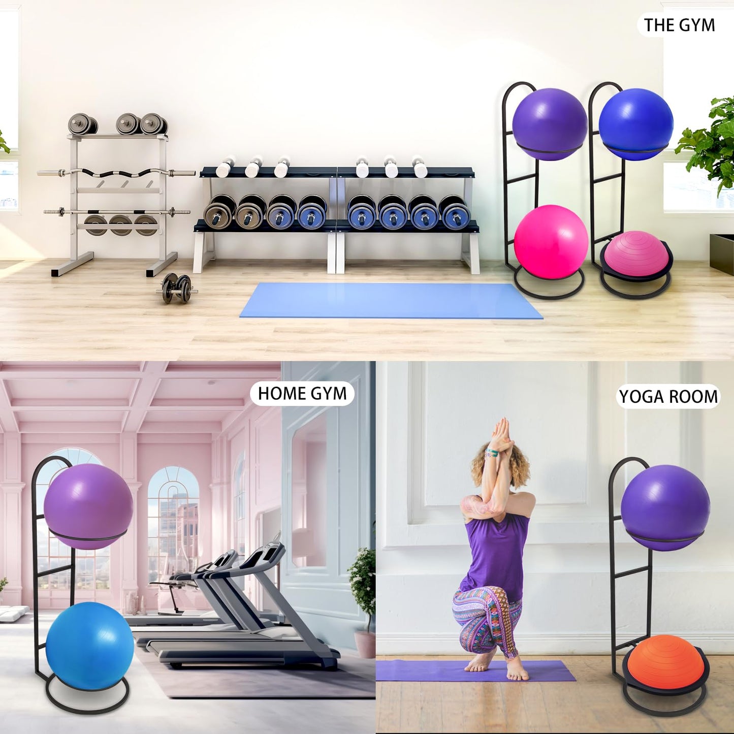 MEIPEIQIZHI Stability Ball Rack,Yoga Ball Holder, Medicine Ball Holde Vertical Storage for Commercial Gyms, Home Gyms, and Studios